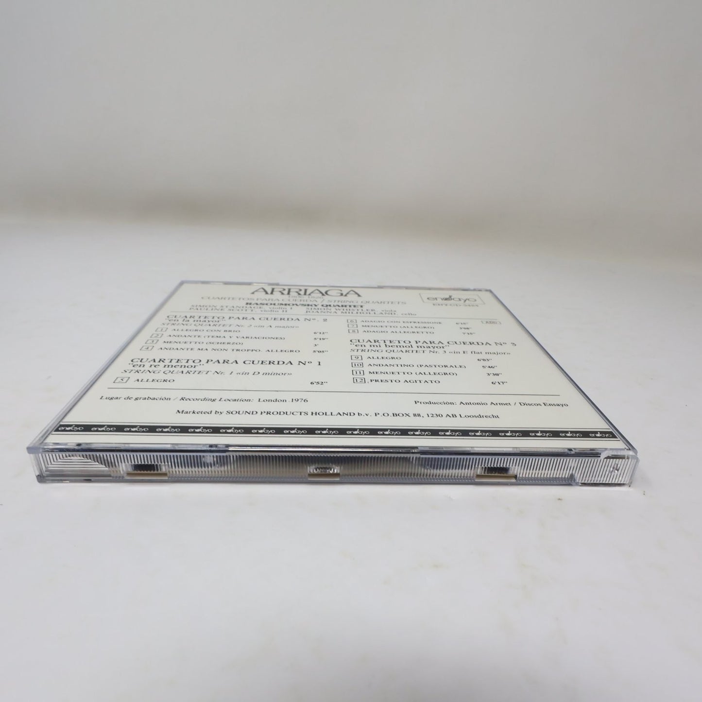 Arriaga String Quartets CD Rasoumowsky Quartet Classical Ensayo ENY-CD-3424