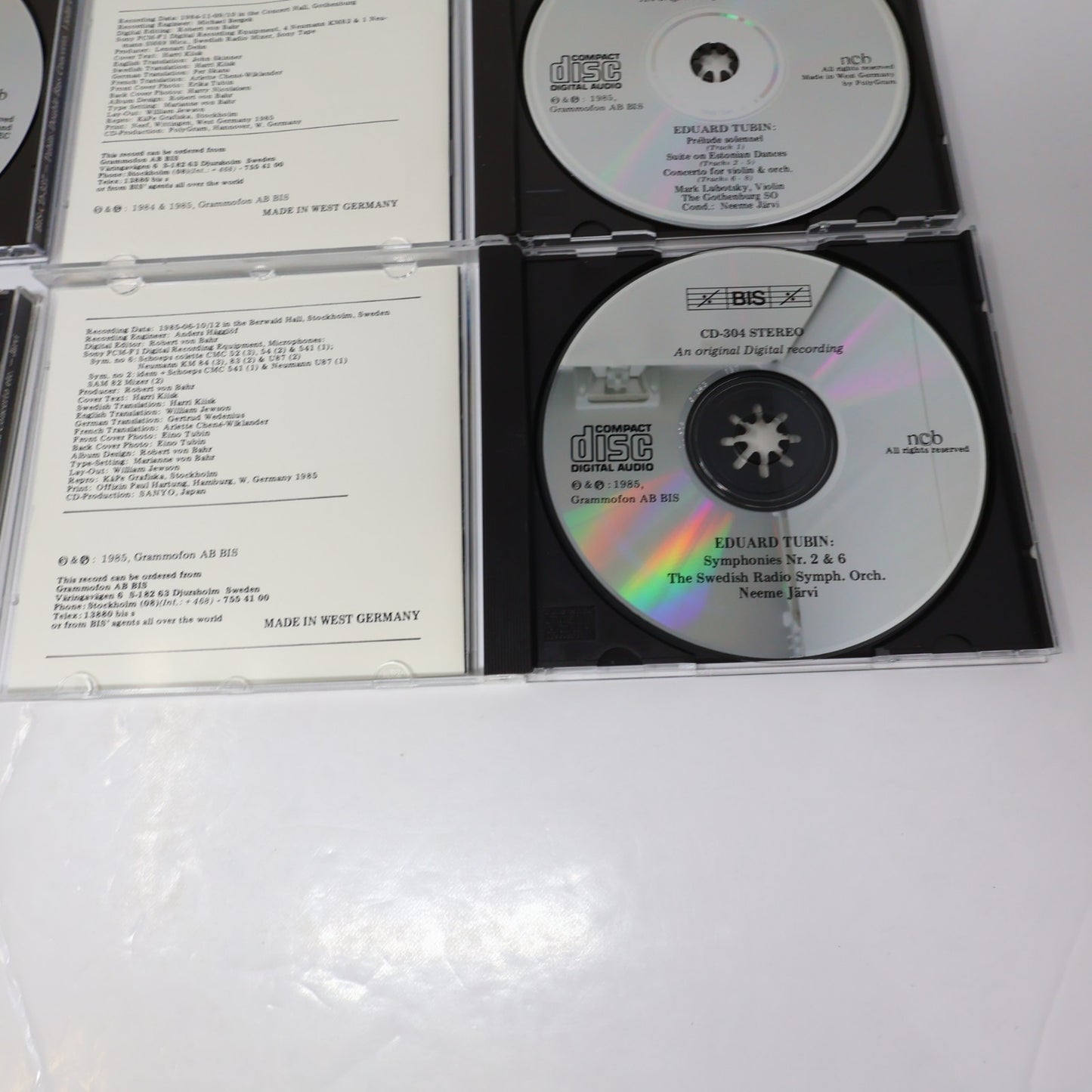 Eduard Tubin 10 CD Lot BIS Complete Violin-Viola-Piano/Symphonies #1-10 N. Järvi