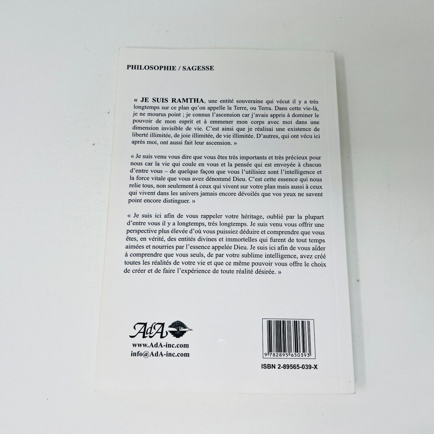 2003 Ramtha Le Livre Blanc Ada en Français/French Supernaturalisme Mysticisme