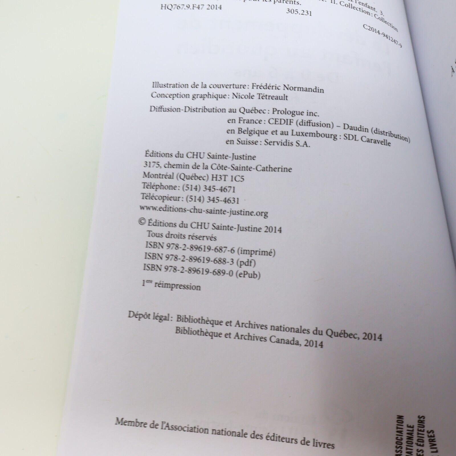 2014 Le Développement de l'Enfant au Quotidien de 0 à 6 Ans Francine Ferland PB