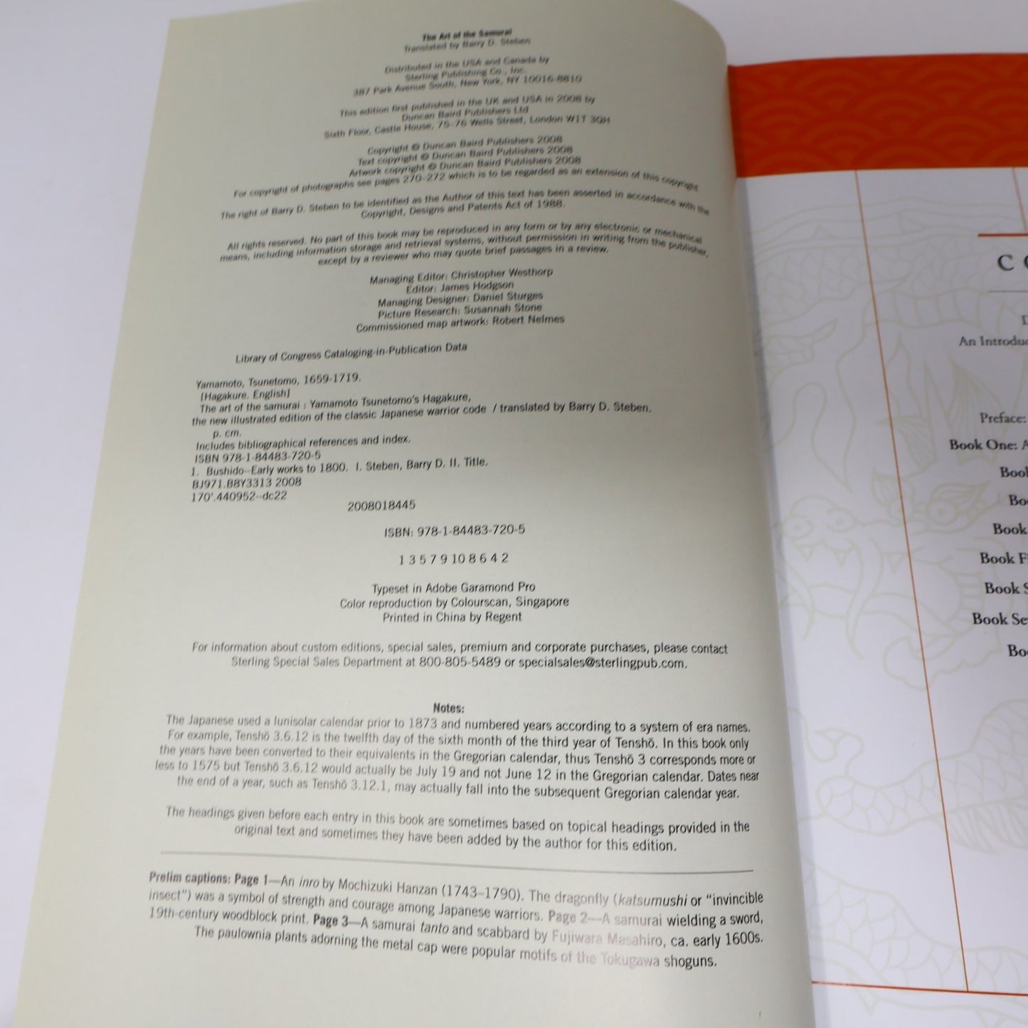 The Art of the Samurai Yamamoto Tsunetomo Duncan Baird 2008 HC History Hardcover