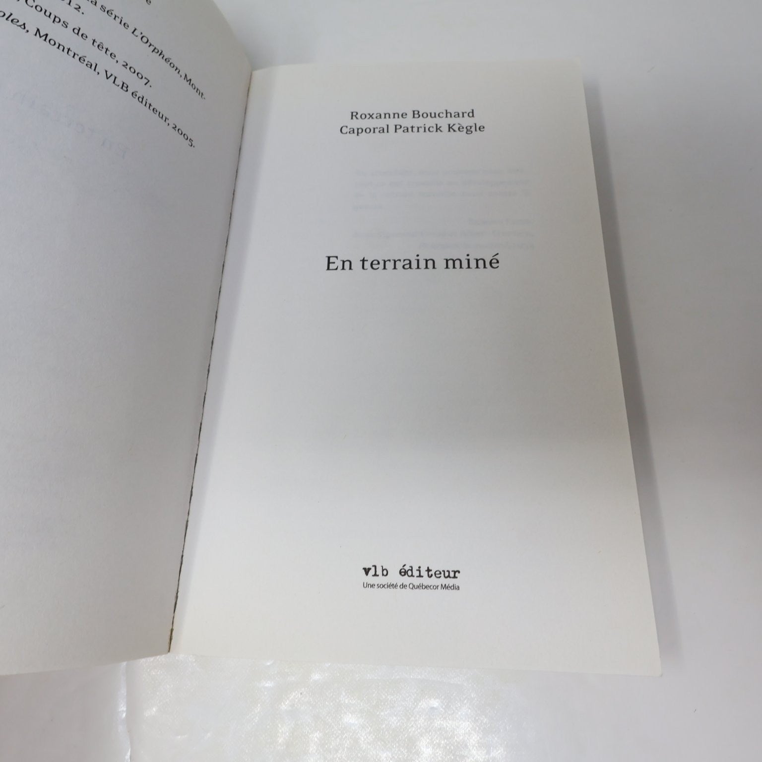 En Terrain Miné Roxanne Bouchard/Patrick Kègle Livre 2013 Correspondance VLB