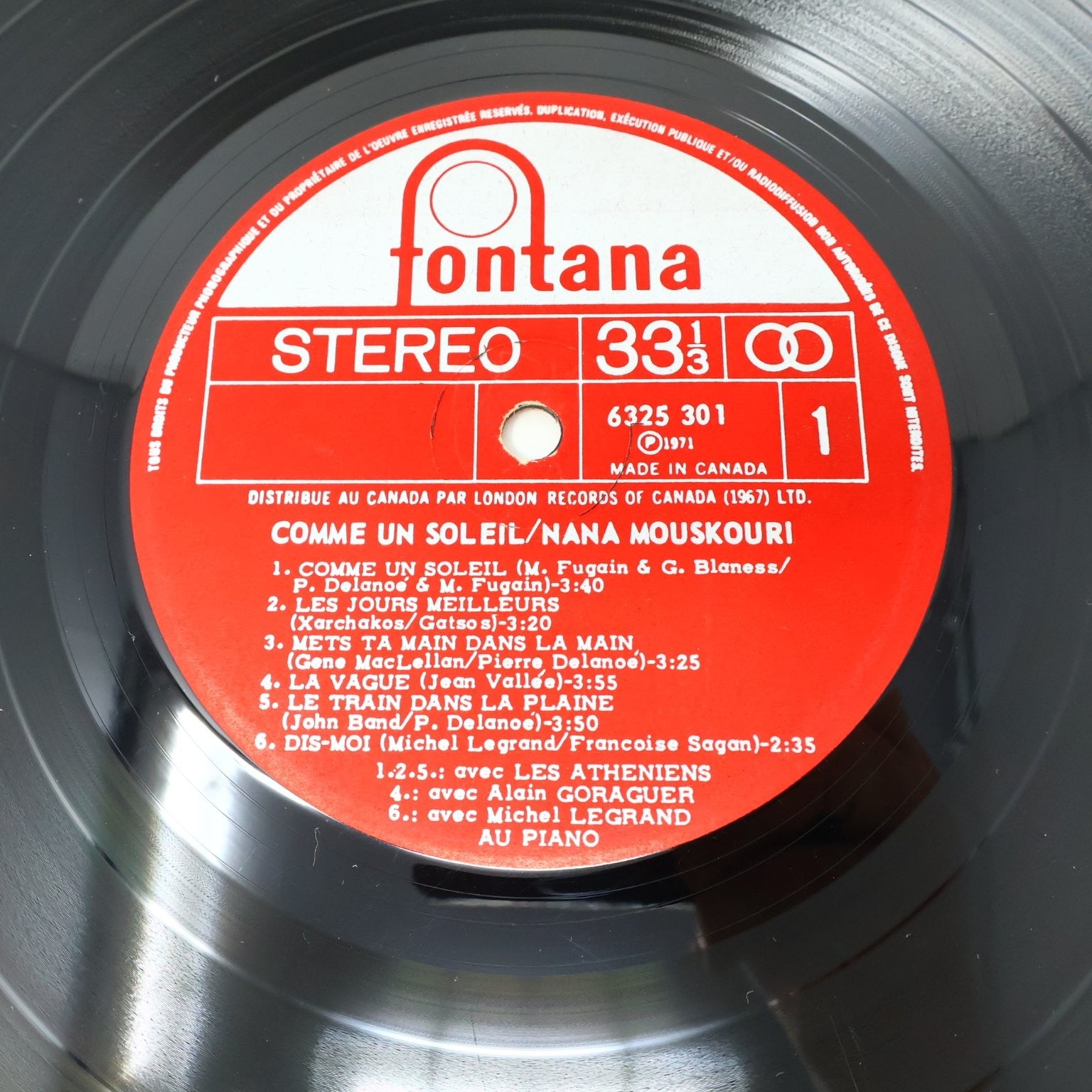 Nana Mouskouri Lot 6 Disques LP Record Une Voix Qui Vient Du Coeur/Tournesol