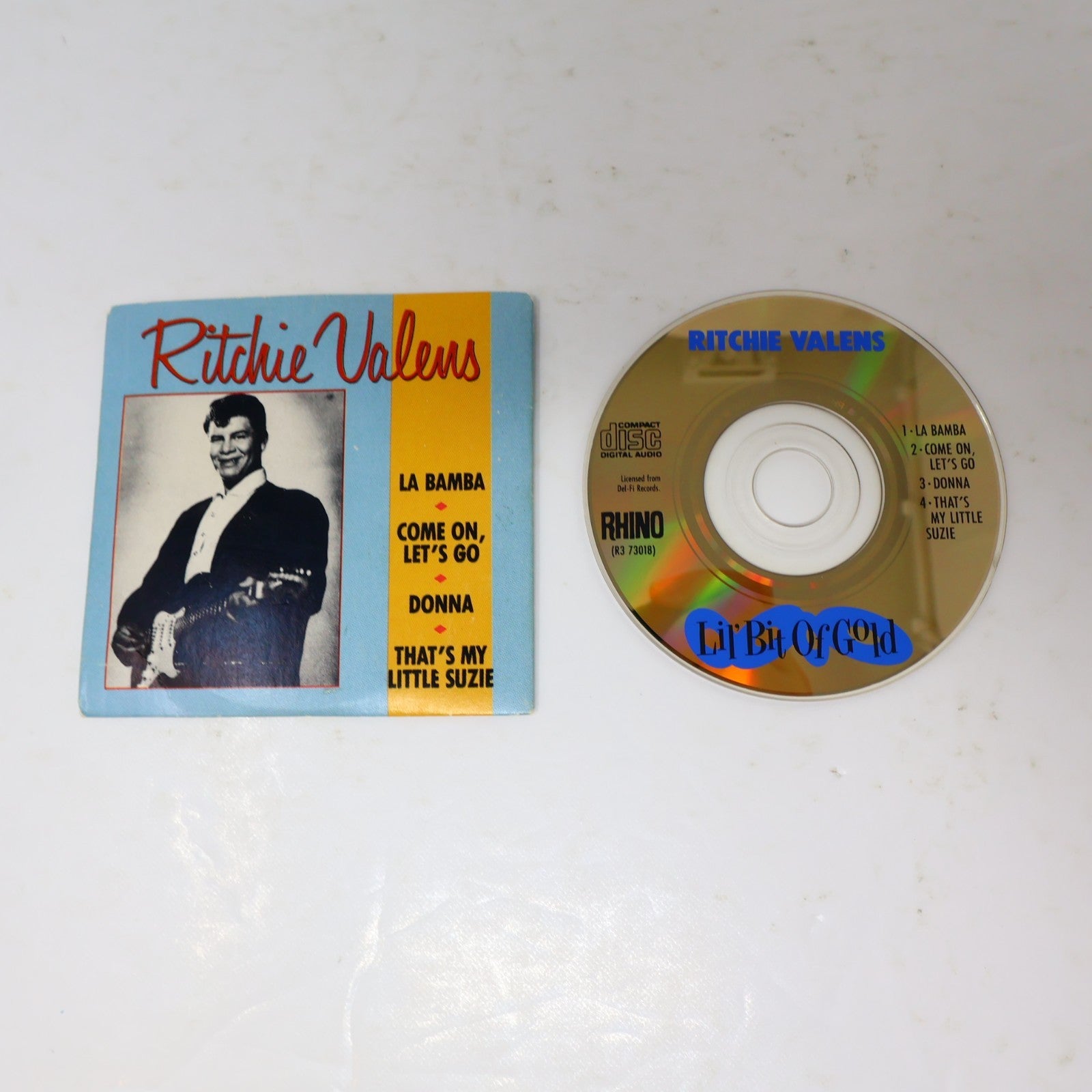 Lil' Bit of Gold CD Ritchie Valens Rhino 1988 La Bamba 3" Disc Rock 80s