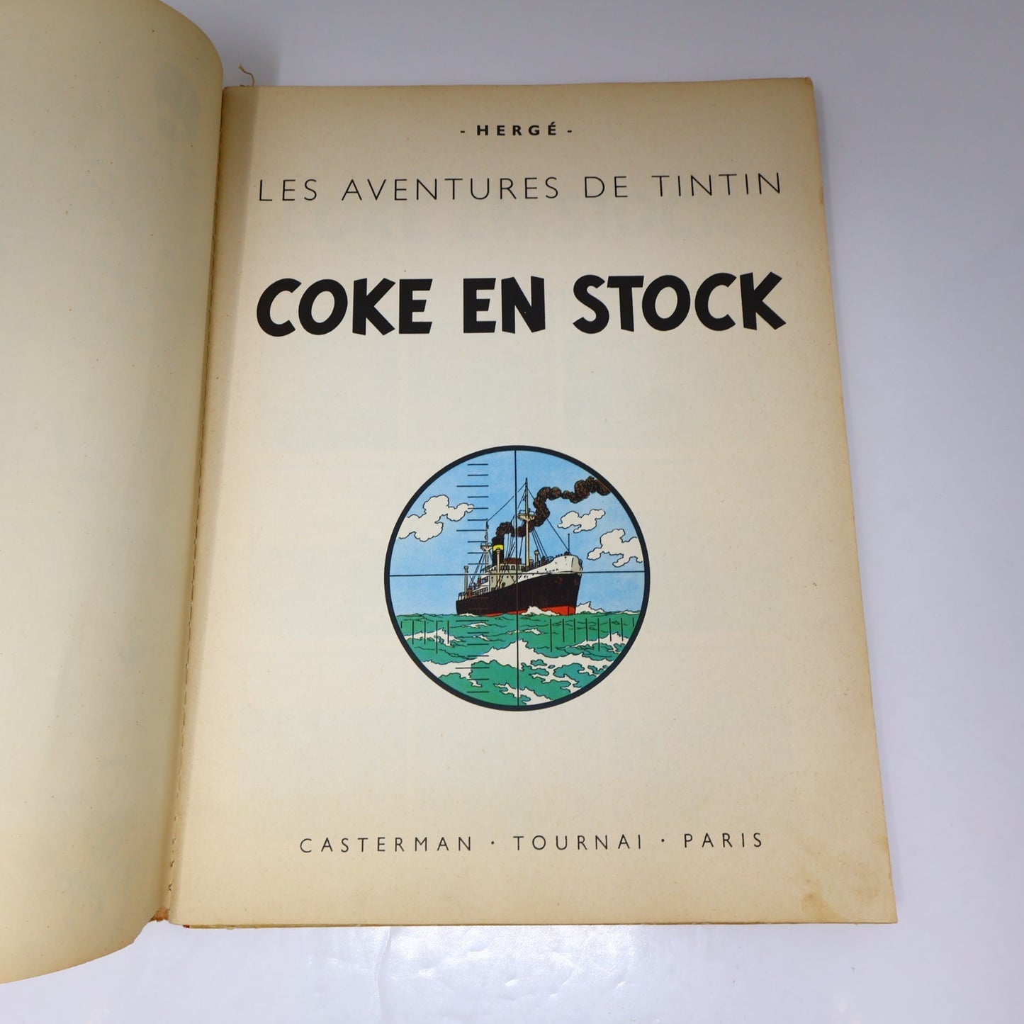 Tintin Coke en Stock Hergé Casterman 1958 B24 EO 19' Belge Couverture Manquante