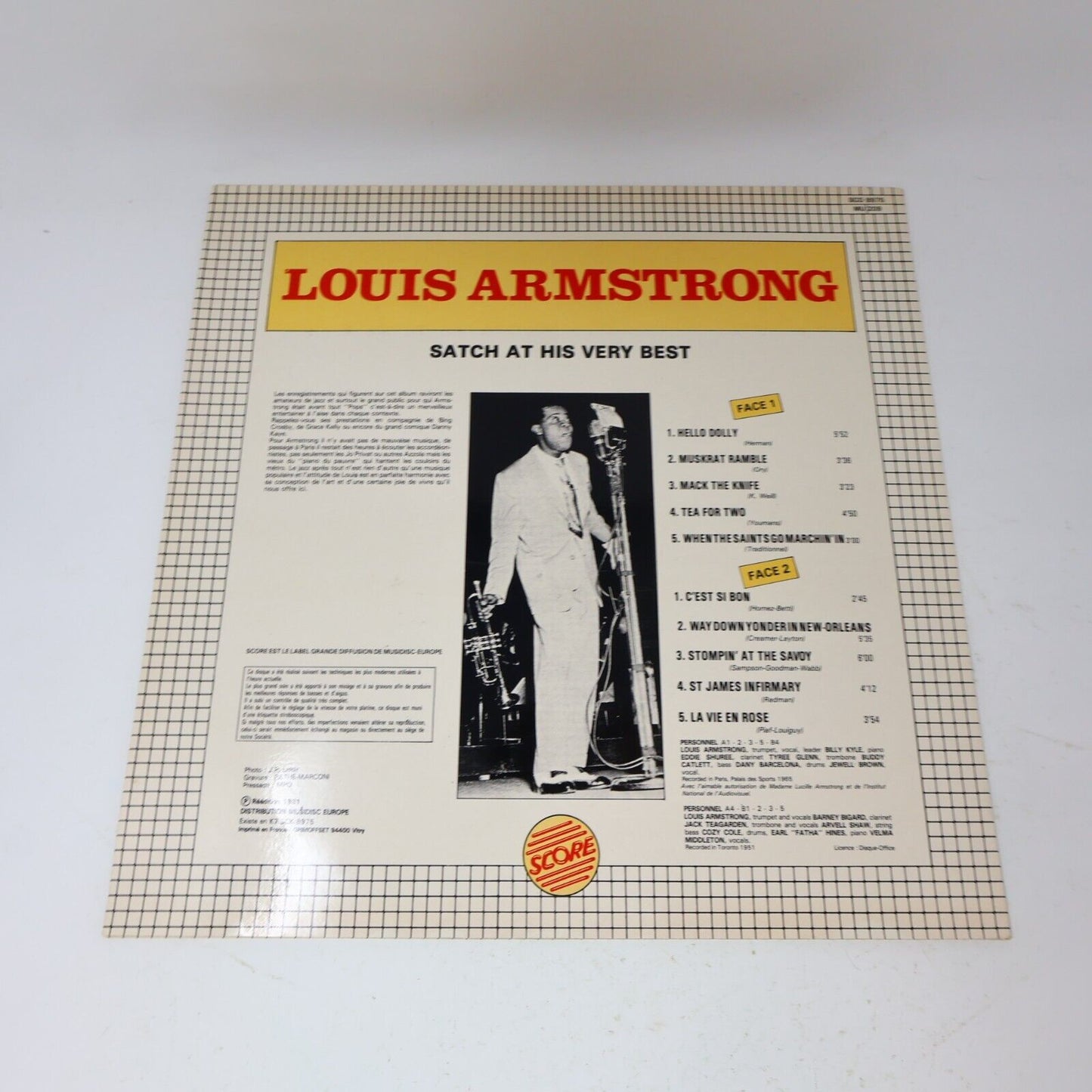 Louis Armstrong Satch at his Very Best LP Vinyl Record SCO 8975 Sleeve in French