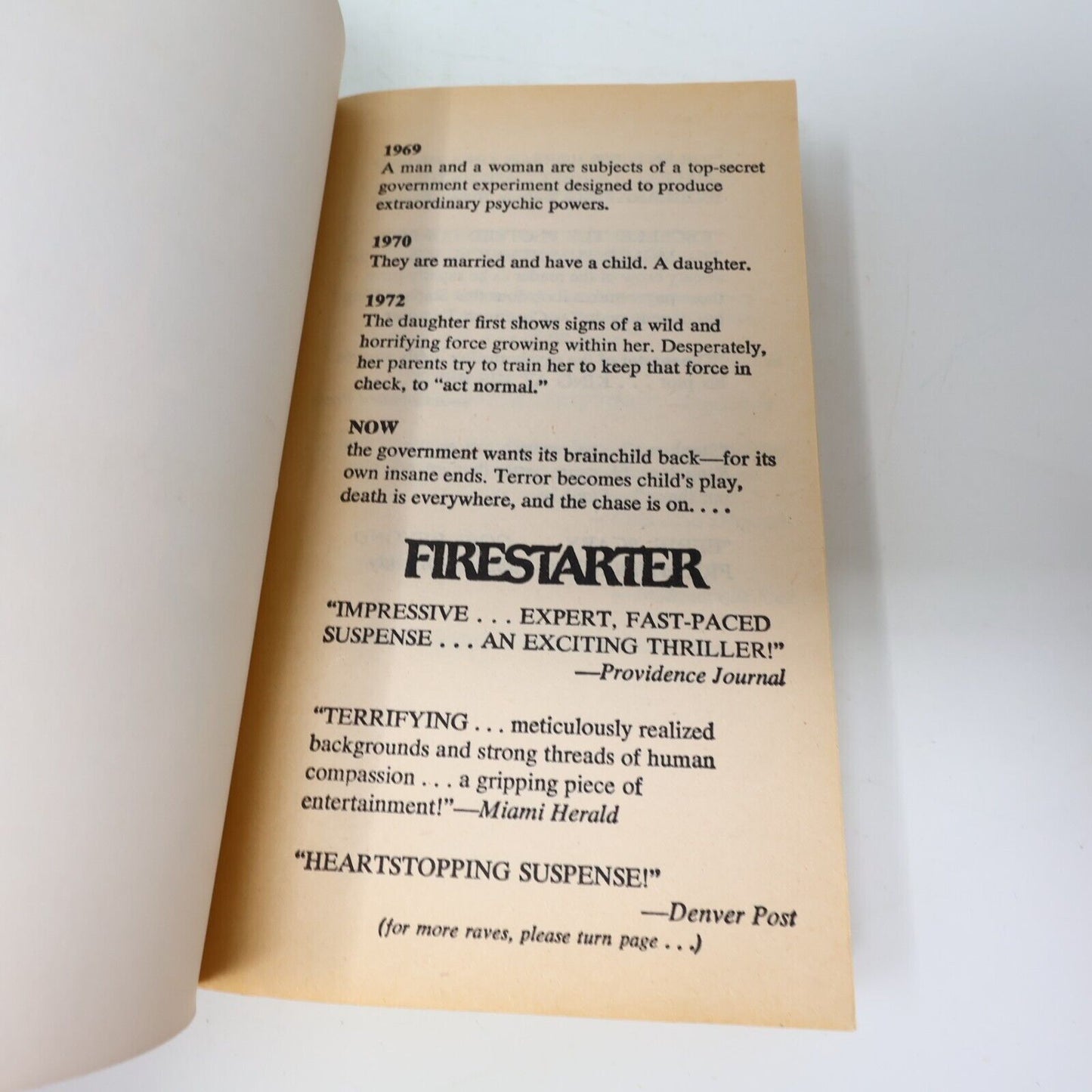 1981 Firestarter Stephen King Horror 2nd Print Signet Paperback Book 80s PB