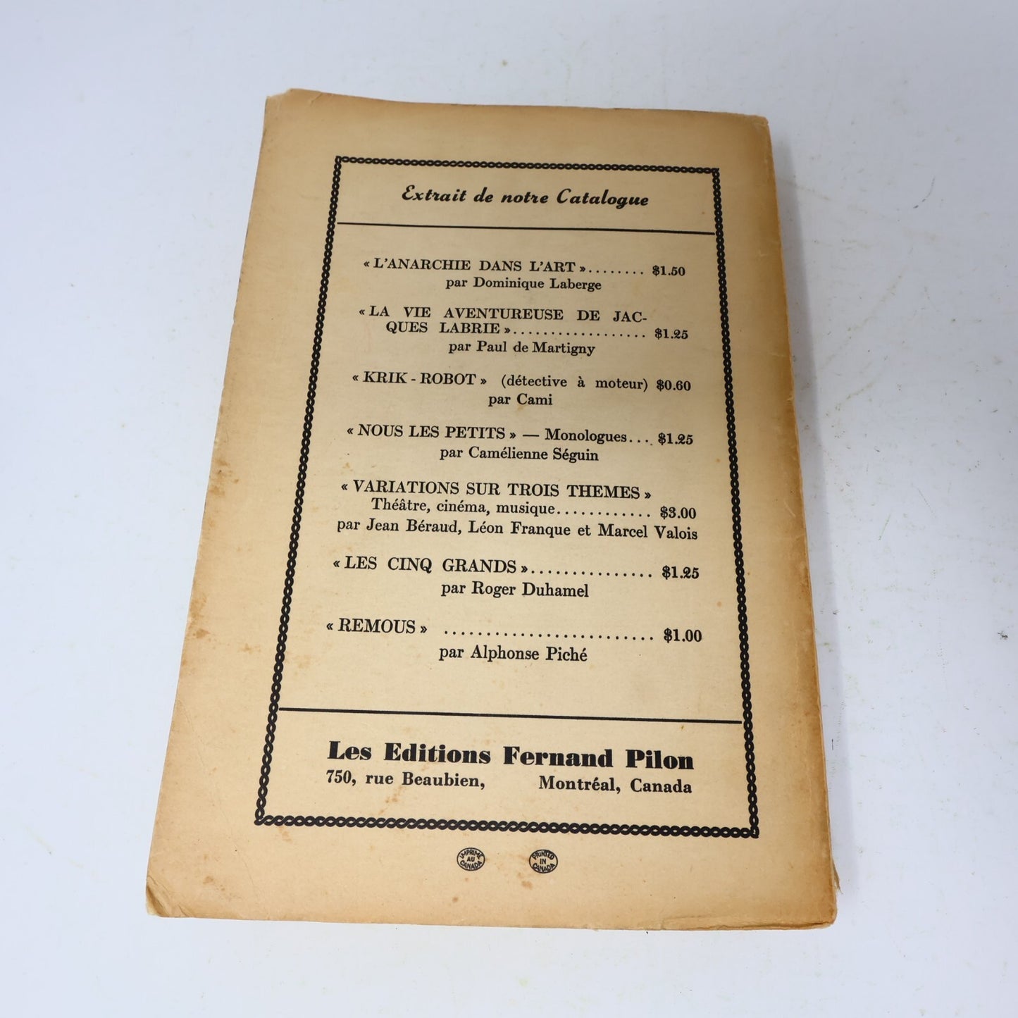 1948 Bonjour les Gars! Jean Narrache/Émile Coderre Éditions Fernand Pilon Poésie