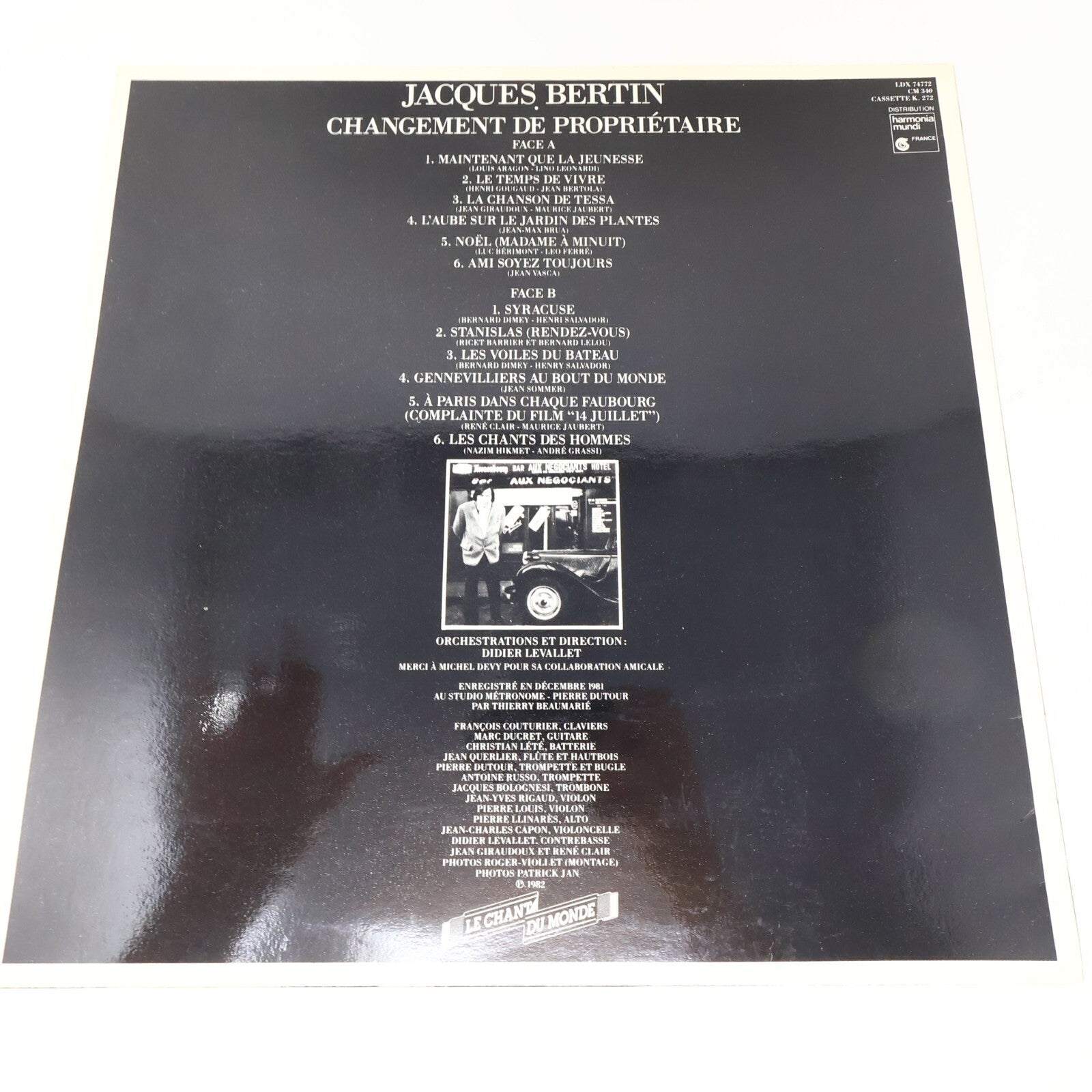 Jacques Bertin Lot 2 Disques Changement de Propriétaire/ Paris Théâtre de la