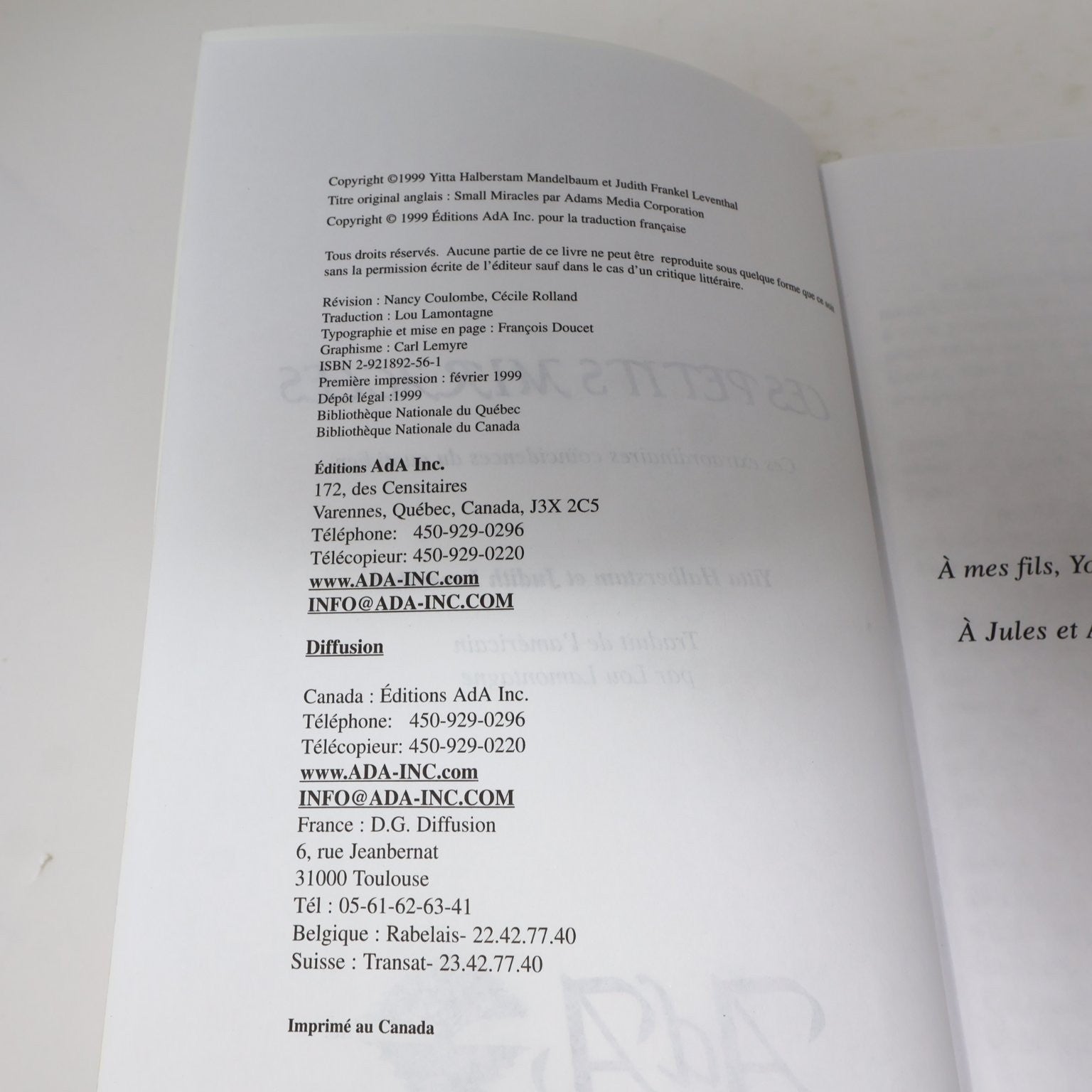 Les petits Miracles Halberstam Leventhal 1999 ADA Coincidences du Quotidien