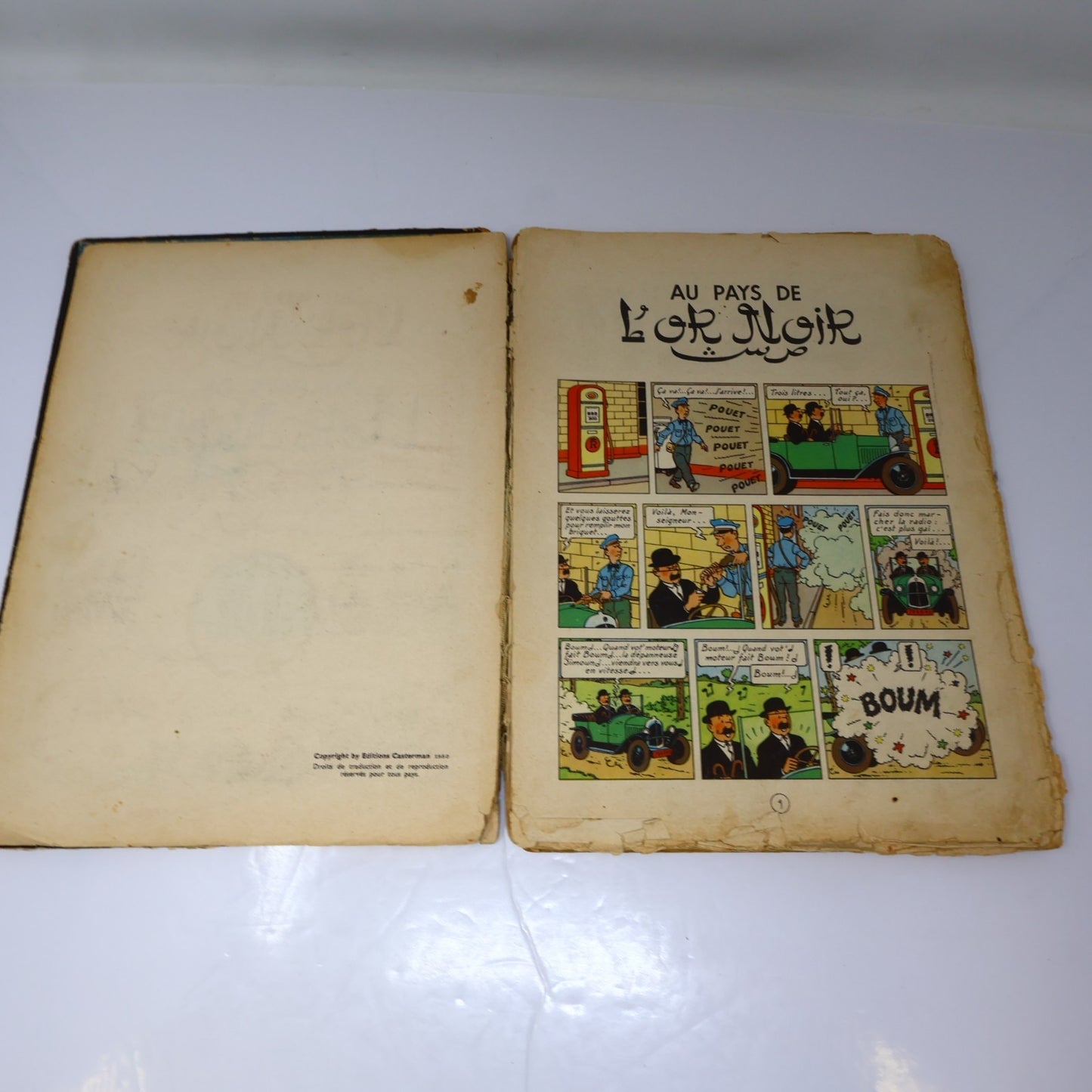 Tintin Au Pays de l'Or Noir Hergé Casterman 1950 B4 EO HC Français Mauvais État