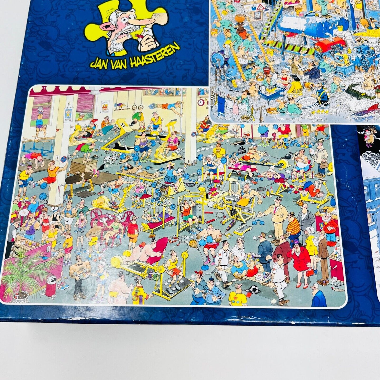 3x 1000 Puzzles + Posters 81120 Complete The Big Leak/Gym/Café Jan Van Haasteren