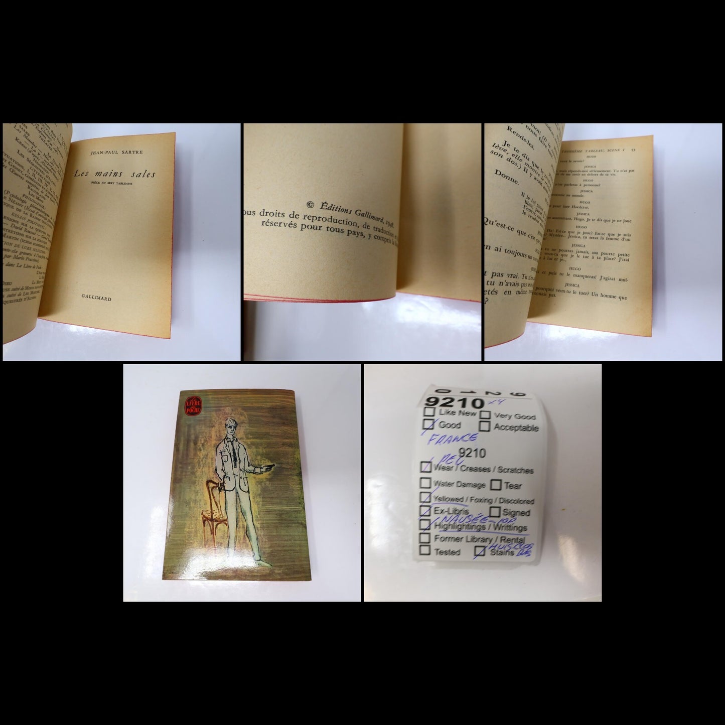 Jean-Paul Sartre Lot 4 Livres Poche La Nausée/Huis Clos/Mains Sales Roman French