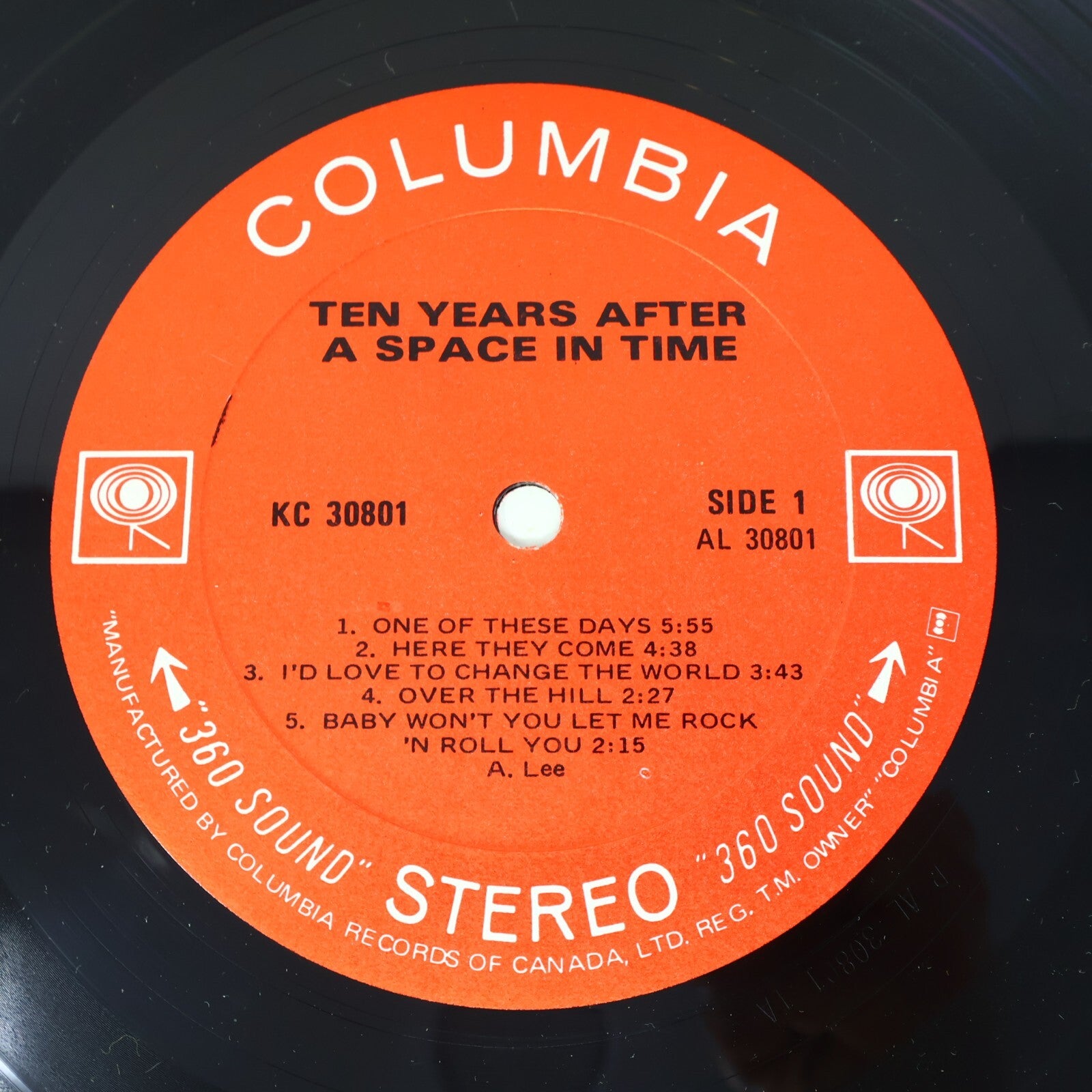 Ten Years After A Space In Time LP Record Vinyl Canada 1971 Columbia KC 30801