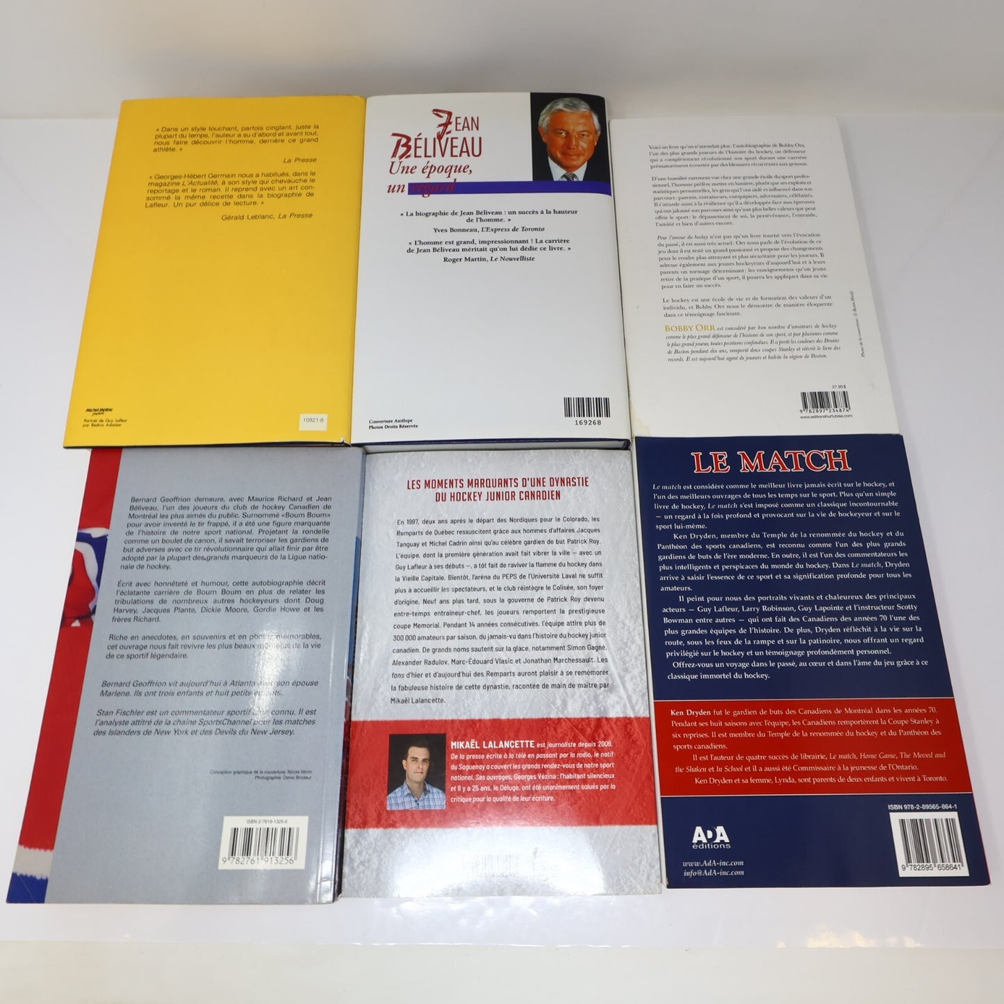 Hockey Biographies Lot 7 Livres Guy Lafleur/Jean Beliveau/Boum Boum Geoffrion