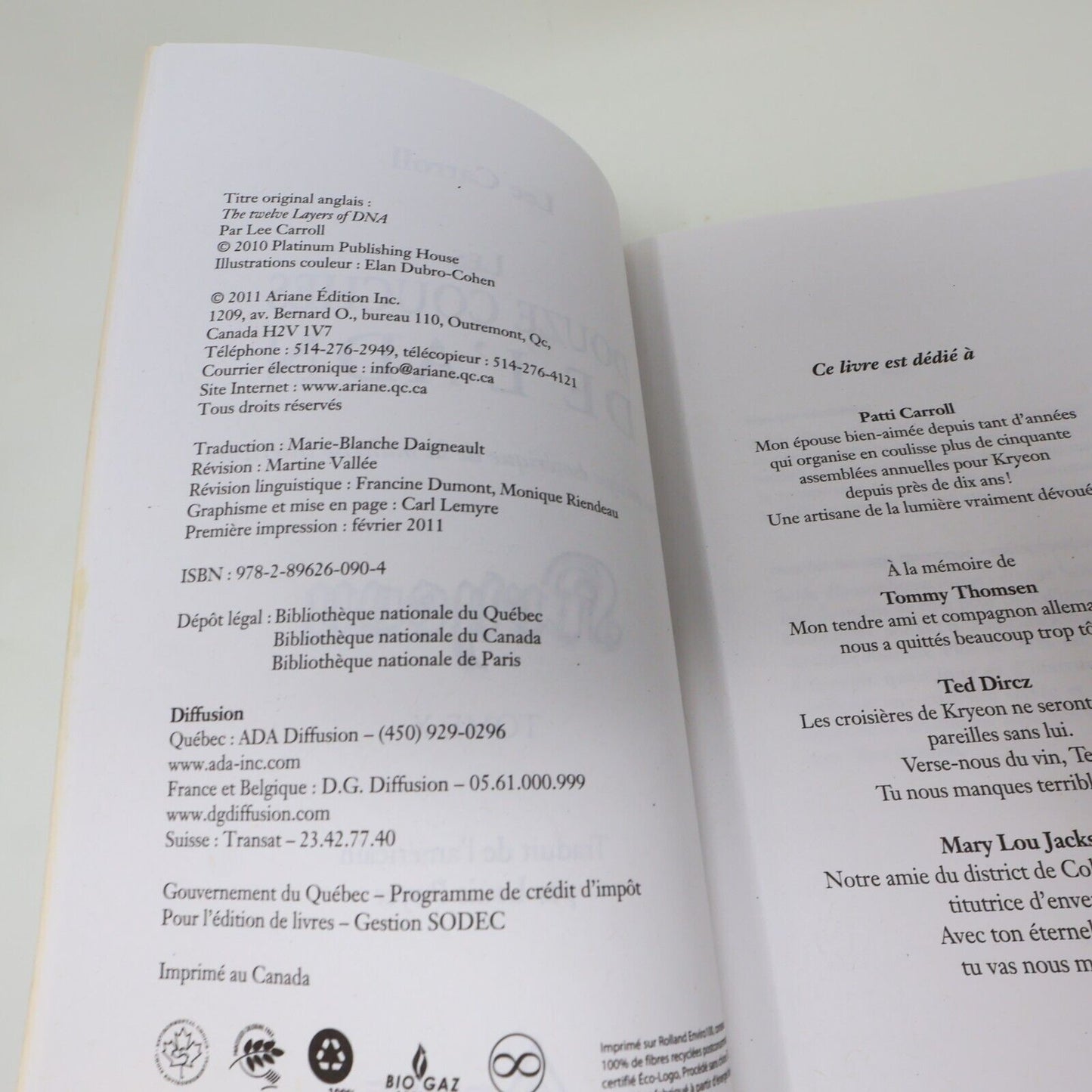 2011 Les Douze Couches de l'Adn Tome X Kryeon Ésotérisme Ariane Français Livre