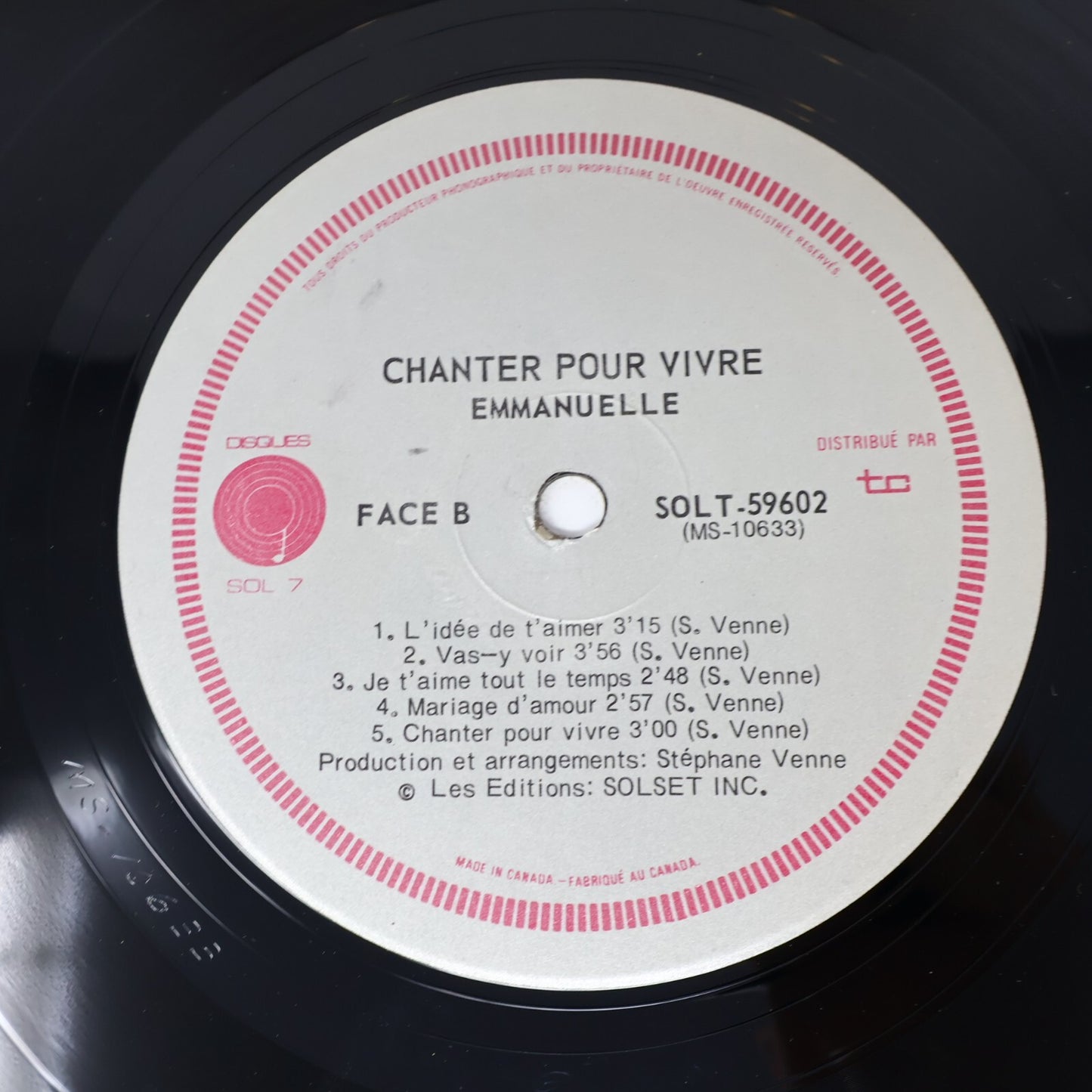 Emmanuëlle Lot 2 Disques Chanter Pour Vivre/Monde À L'Envers Emmanuelle Record