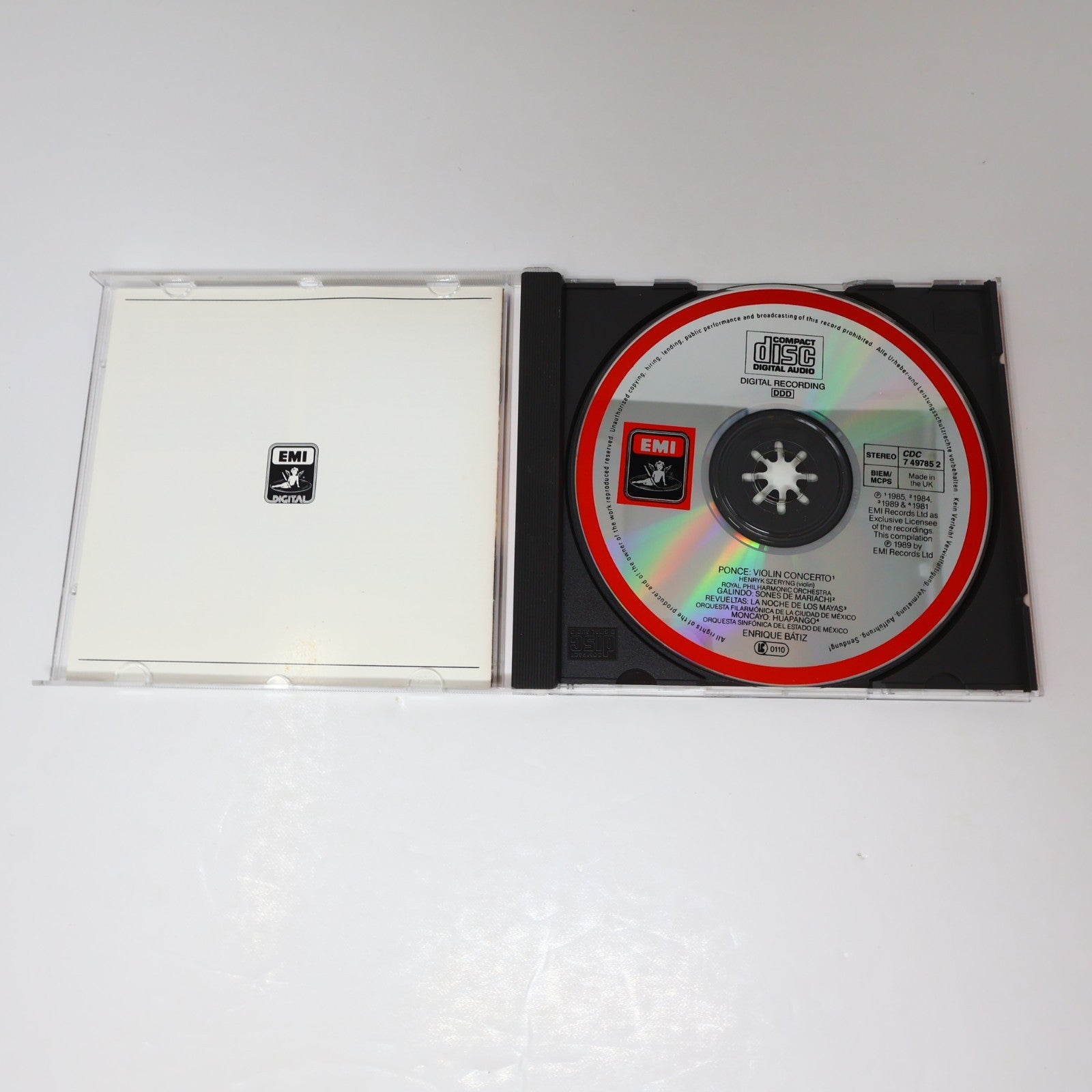 Ponce Violin Concerto/Sones de Mariachi CD Enrique Batiz/Henryk Szeryng EMI 1989