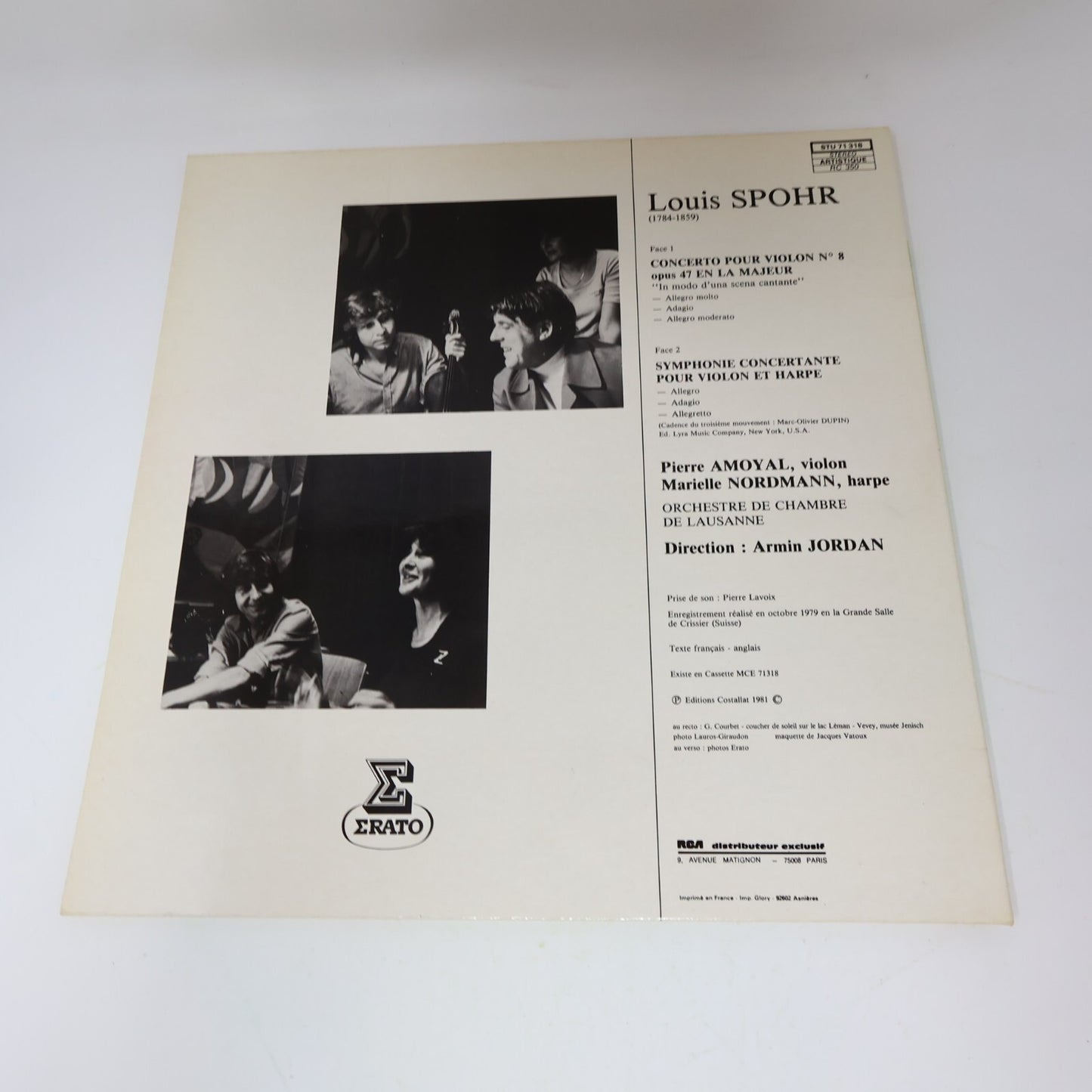 Spohr Pierre Amoyal Marielle Nordmann Concerto Violon Harpe #8 Record STU 71318