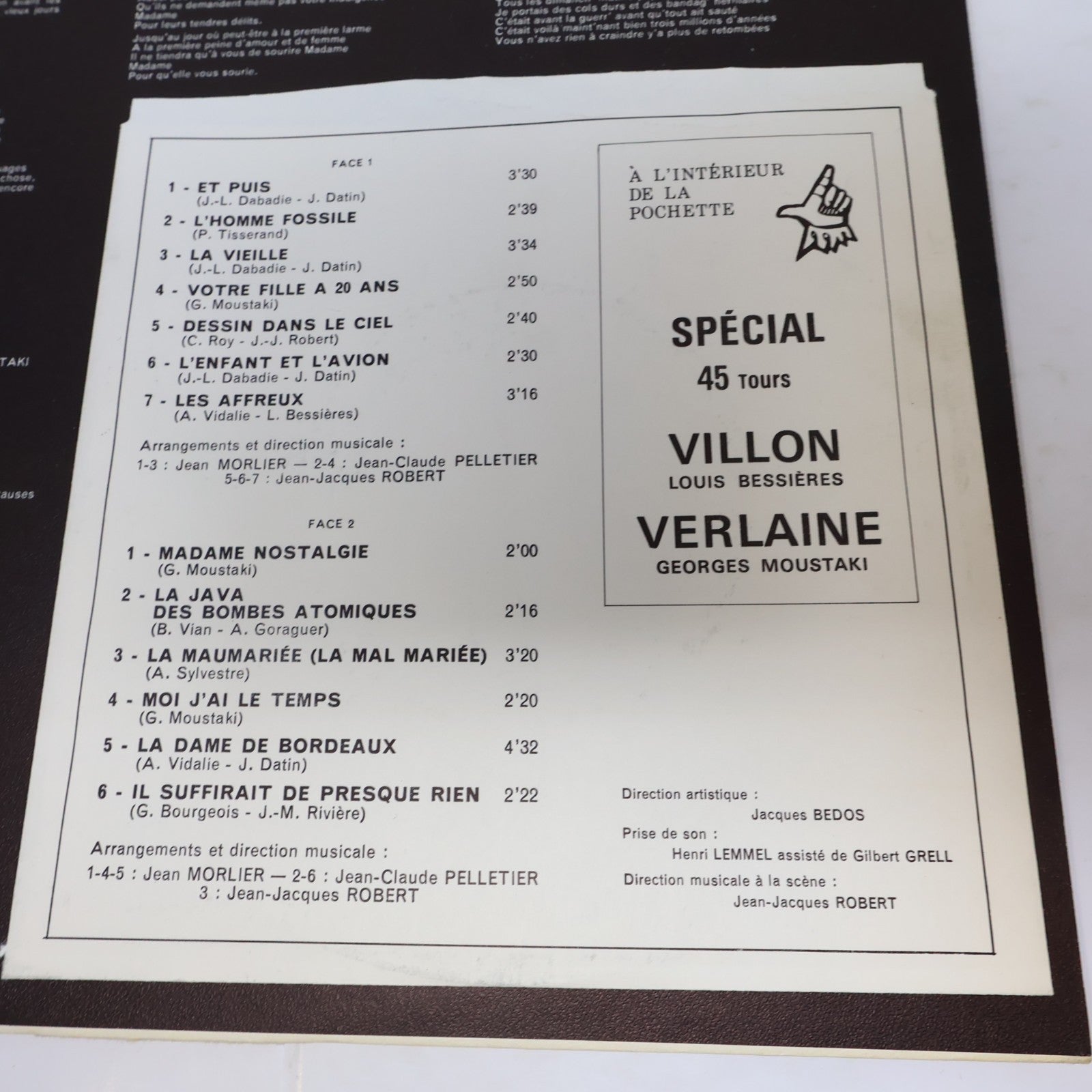 Serge Reggiani Lot 4 Disques Record Bon A Tirer/Éponyme Polydor Canada 70s VG+