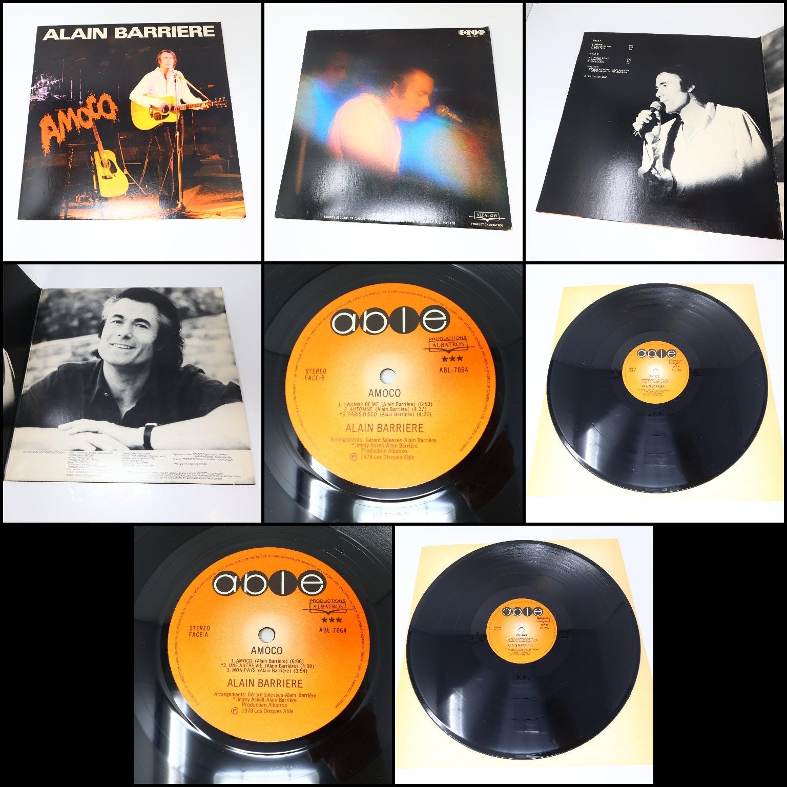 Alain Barriere Lot 10 Disques LP Record Sérénade et Tragédie/Amoco/Seduction