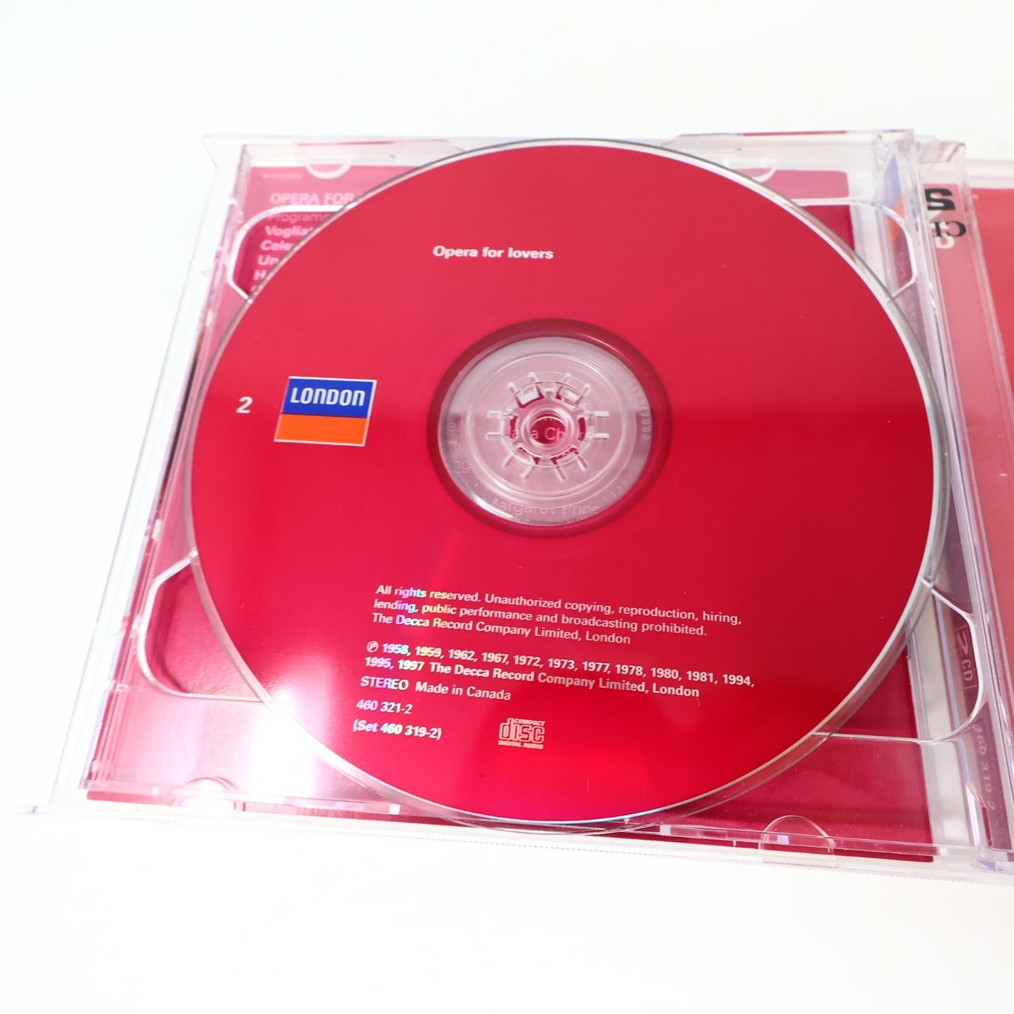 Opera For Lovers CD 1998 2CD Romantic Opera Classics London Verdi/Donizetti