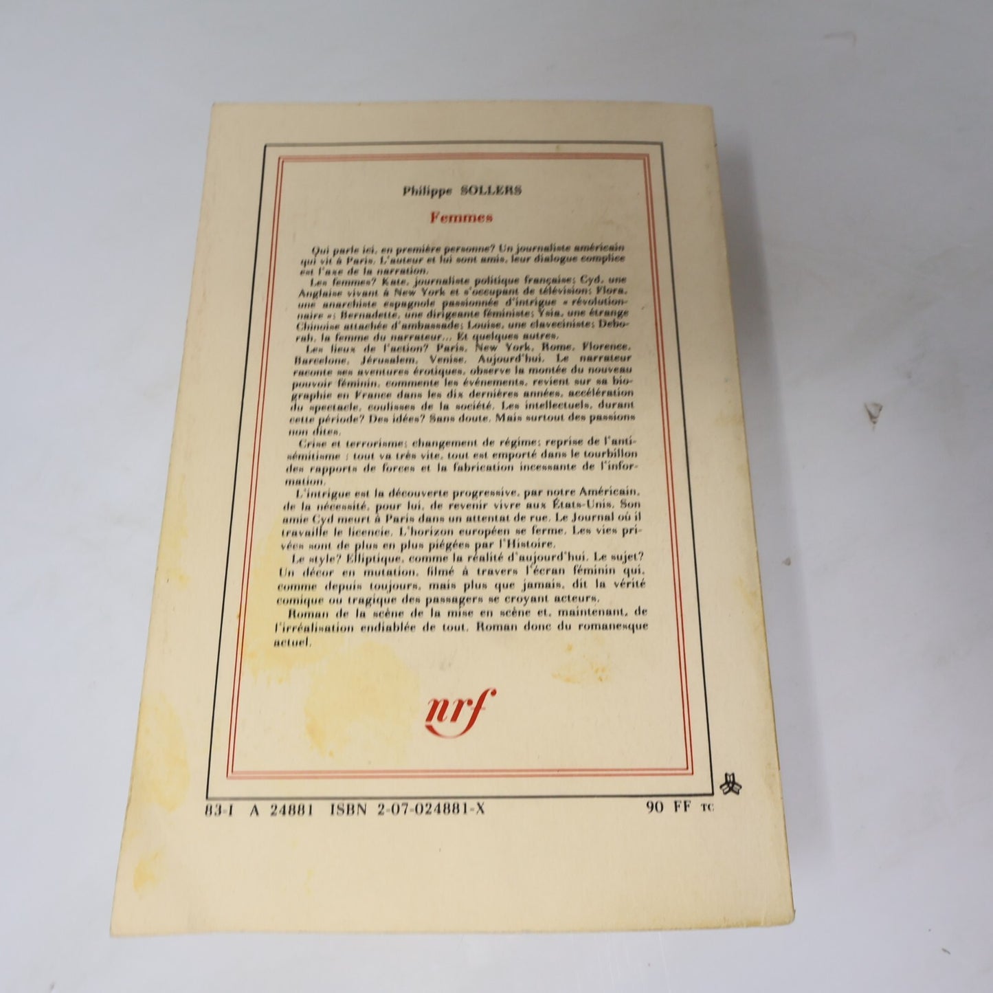 Philippe Sollers Lot 2 Livres Femmes/Le Parc Littérature Française Roman France