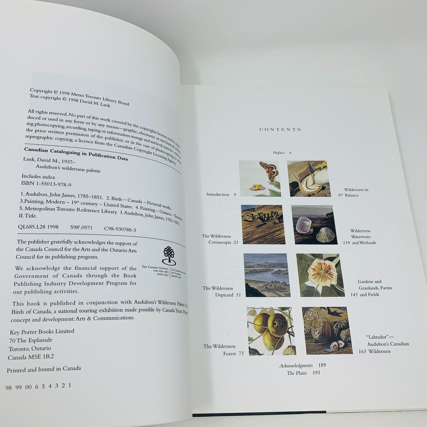 1999 Signed Audubon's Wilderness Palette The Birds of Canada by David Lank Book