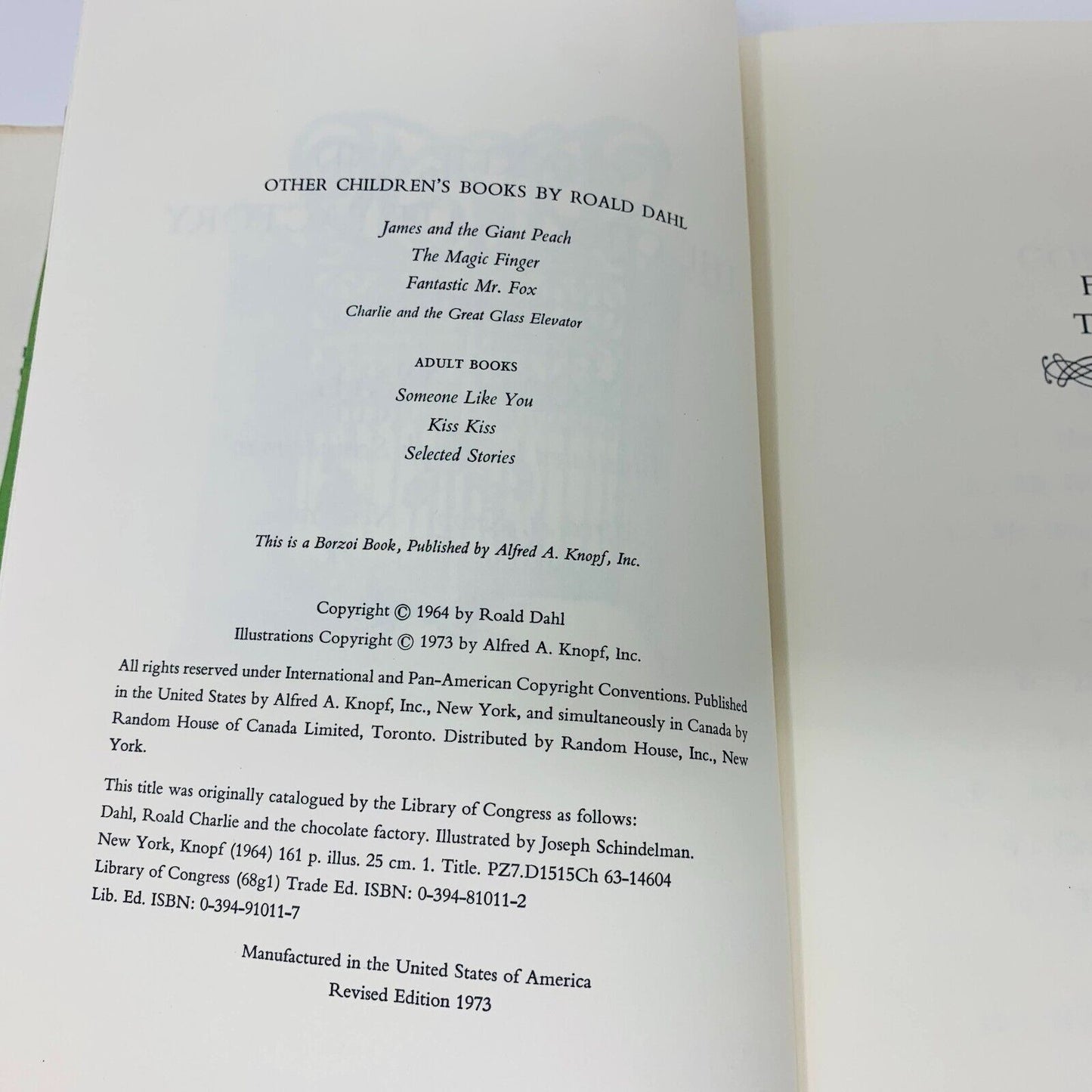 1973 Charlie and the Chocolate Factory Knopf Illustrated Revised Ed Roald Dahl