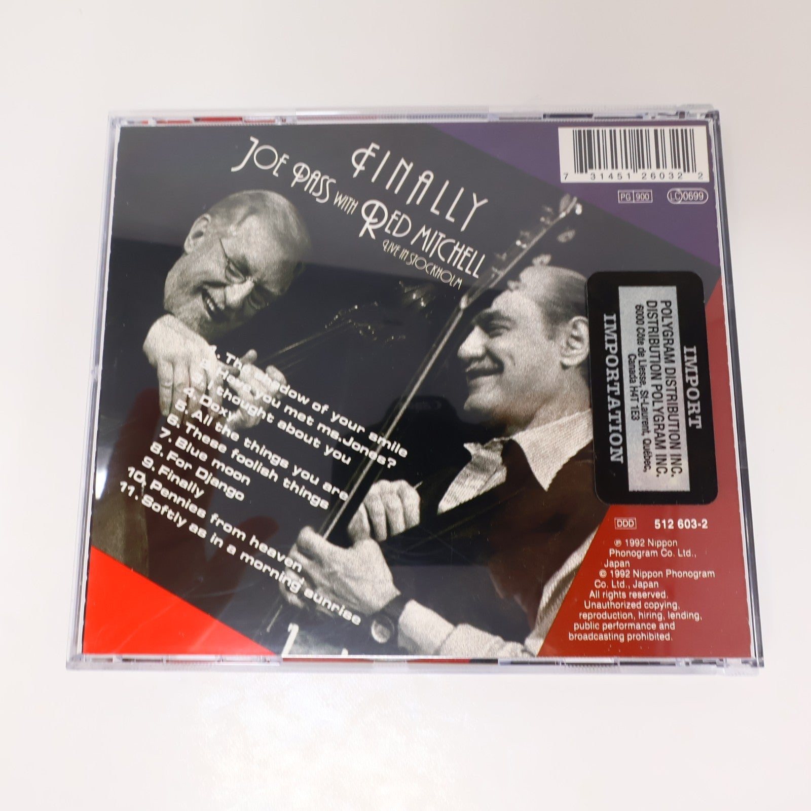 Finally Live in Stockholm CD Joe Pass/Red Mitchell EmArcy 1992 512 603-2 90s