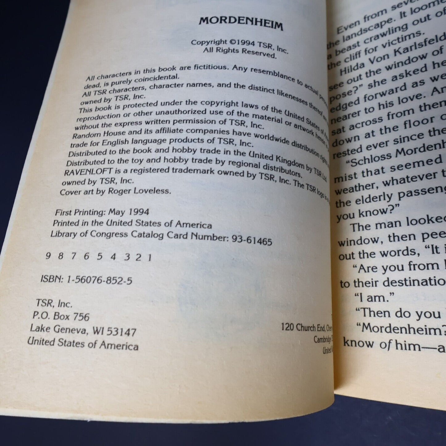 1994 Mordenheim Ravenloft by Chet Williamson D&D TSR 1st Print Paperback PB WOC
