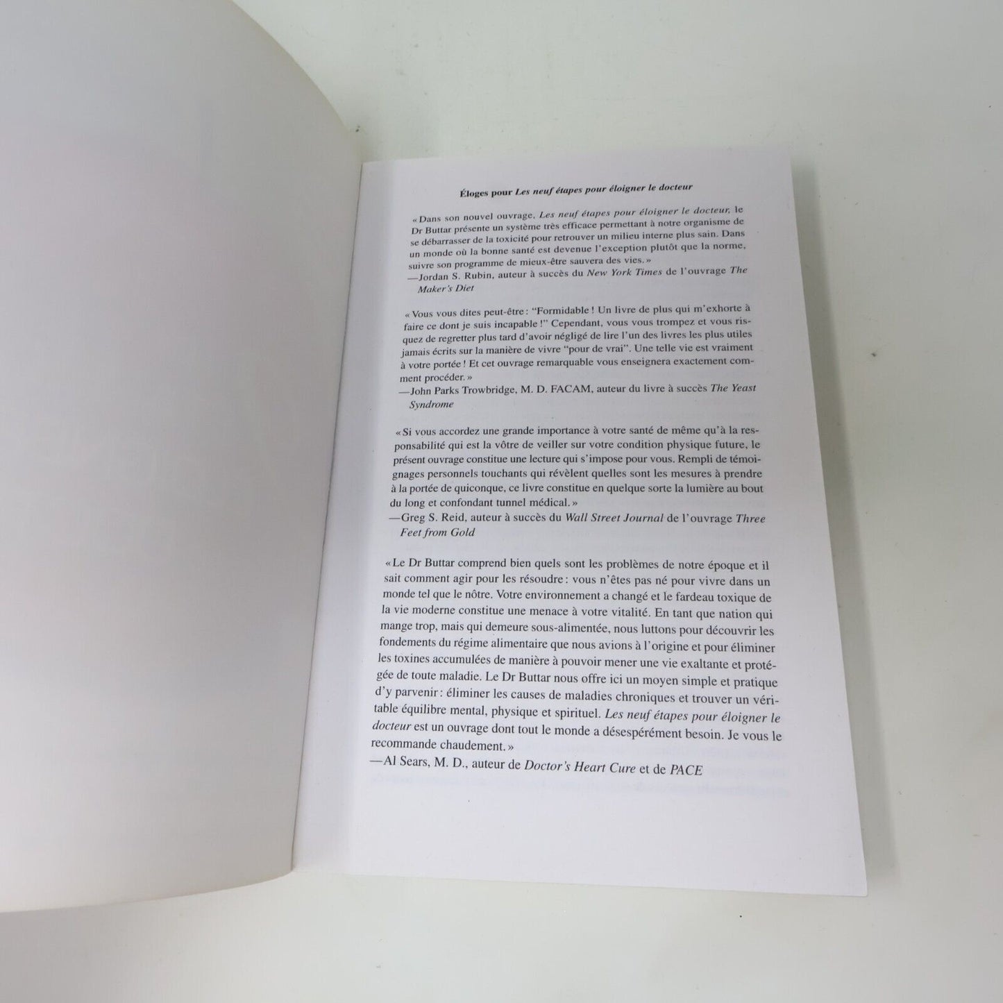 2011 Les 9 Étapes pour Éloigner le Docteur de Rashid A. Buttar Dauphin Blanc PB