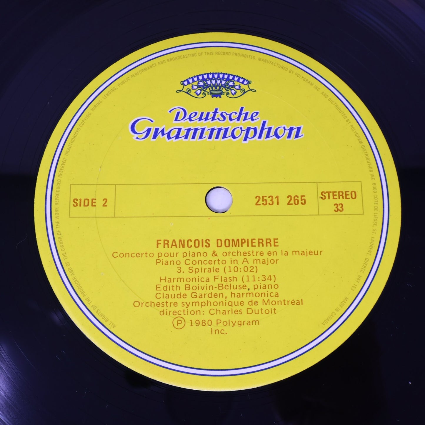 François Dompierre OSM Charles Dutoit Concerto Piano Orchestre Record 2531 265