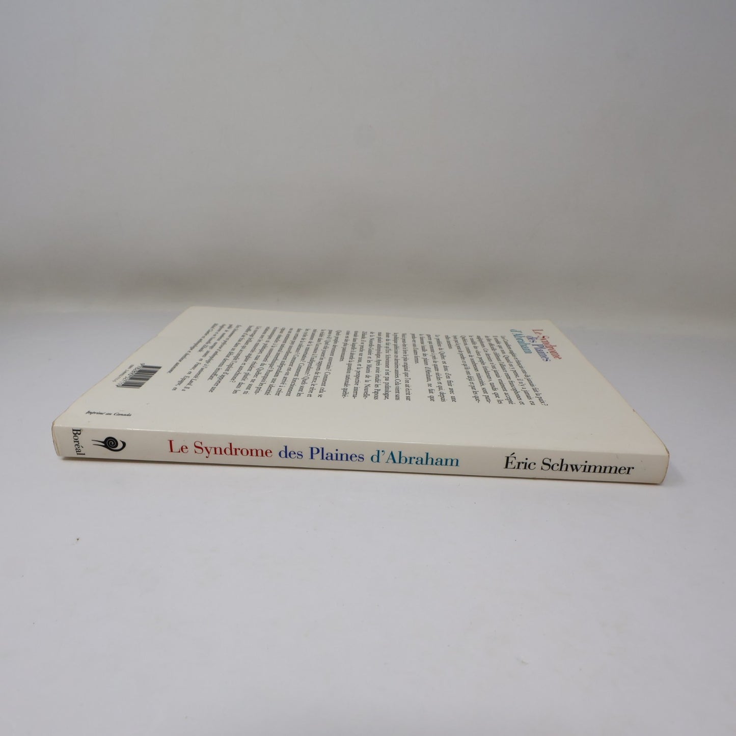 Le Syndrome des Plaines d'Abraham Eric Schwimmer Boréal 1995 PB Français French