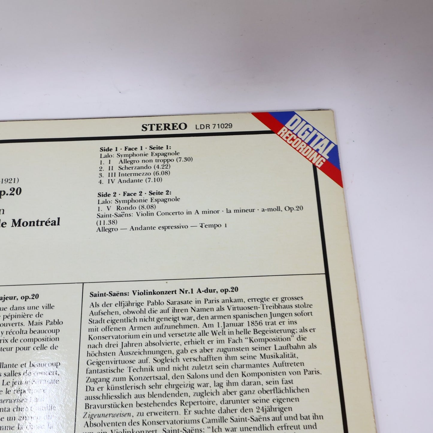 Kyung Wha Chung Symphonie Espagnole/Violin Concerto 1 Dutoit Record LDR 71029