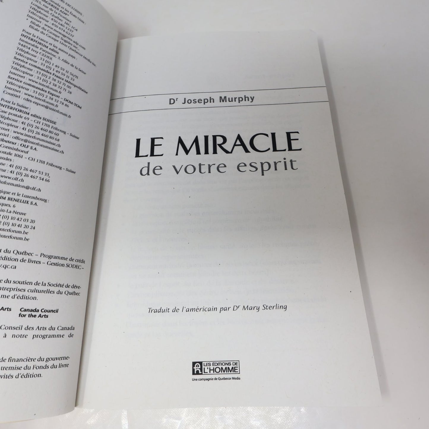 Le Miracle de Votre Esprit Joseph Murphy Livre 2011 Français Spiritualité PB