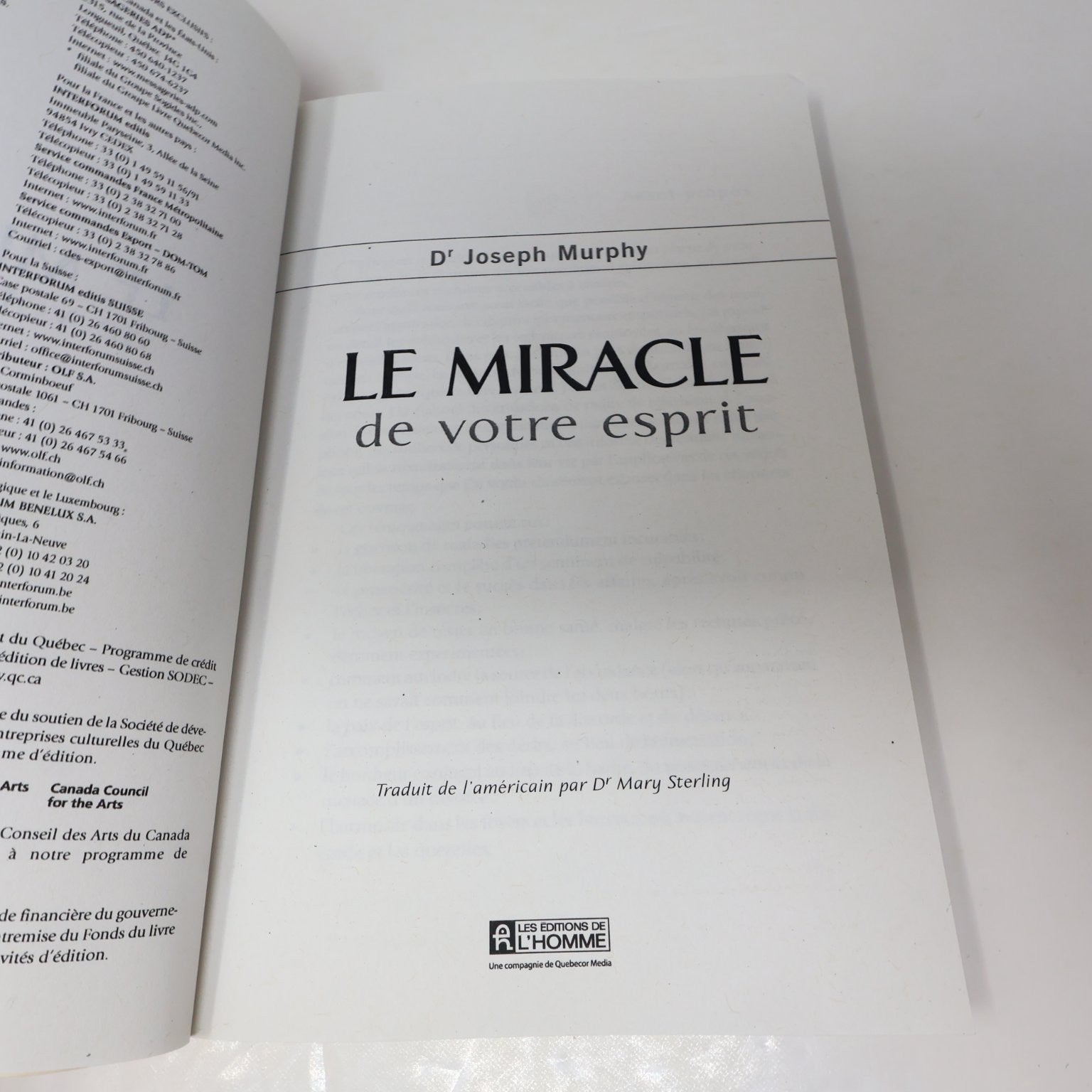 Le Miracle de Votre Esprit Joseph Murphy Livre 2011 Français Spiritualité PB