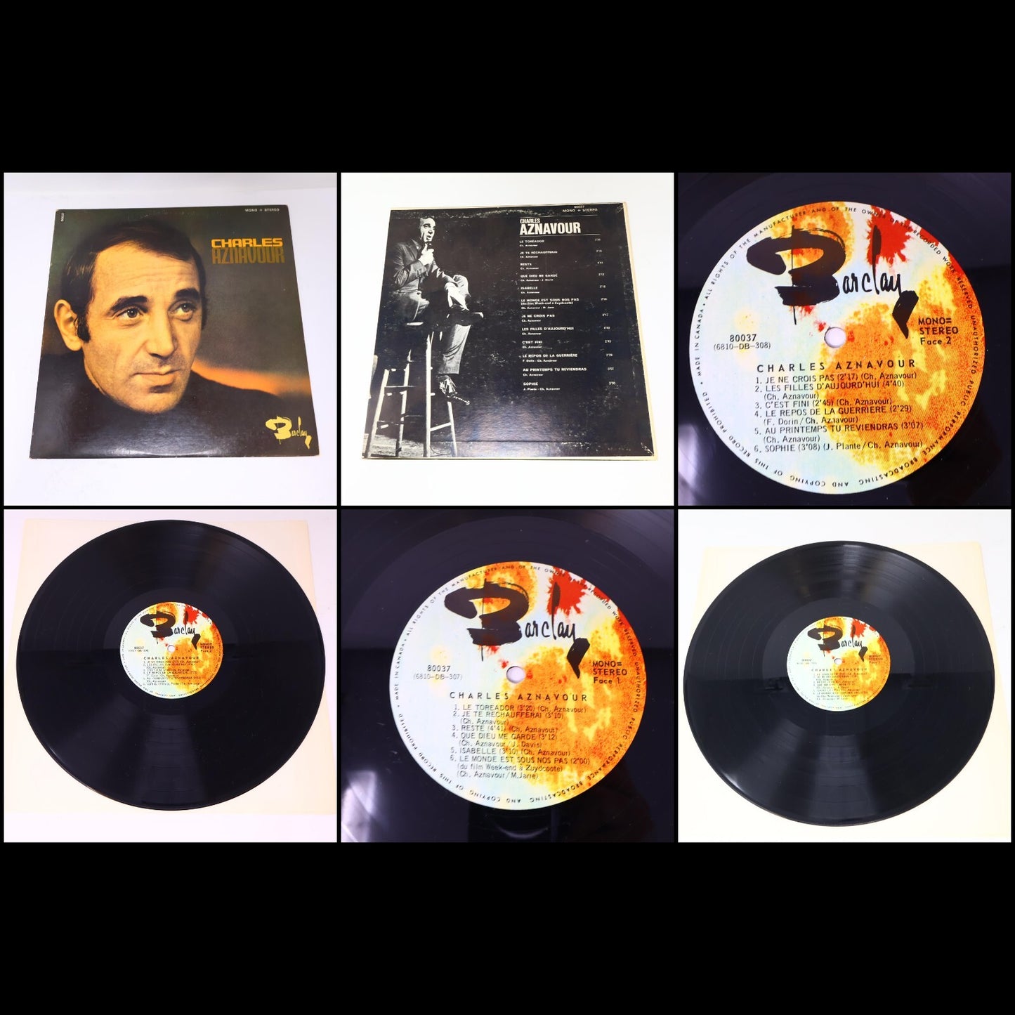 Charles Aznavour Lot 4 Disques Idiote je T'Aime/Visages de L'Amour/Désormais LP
