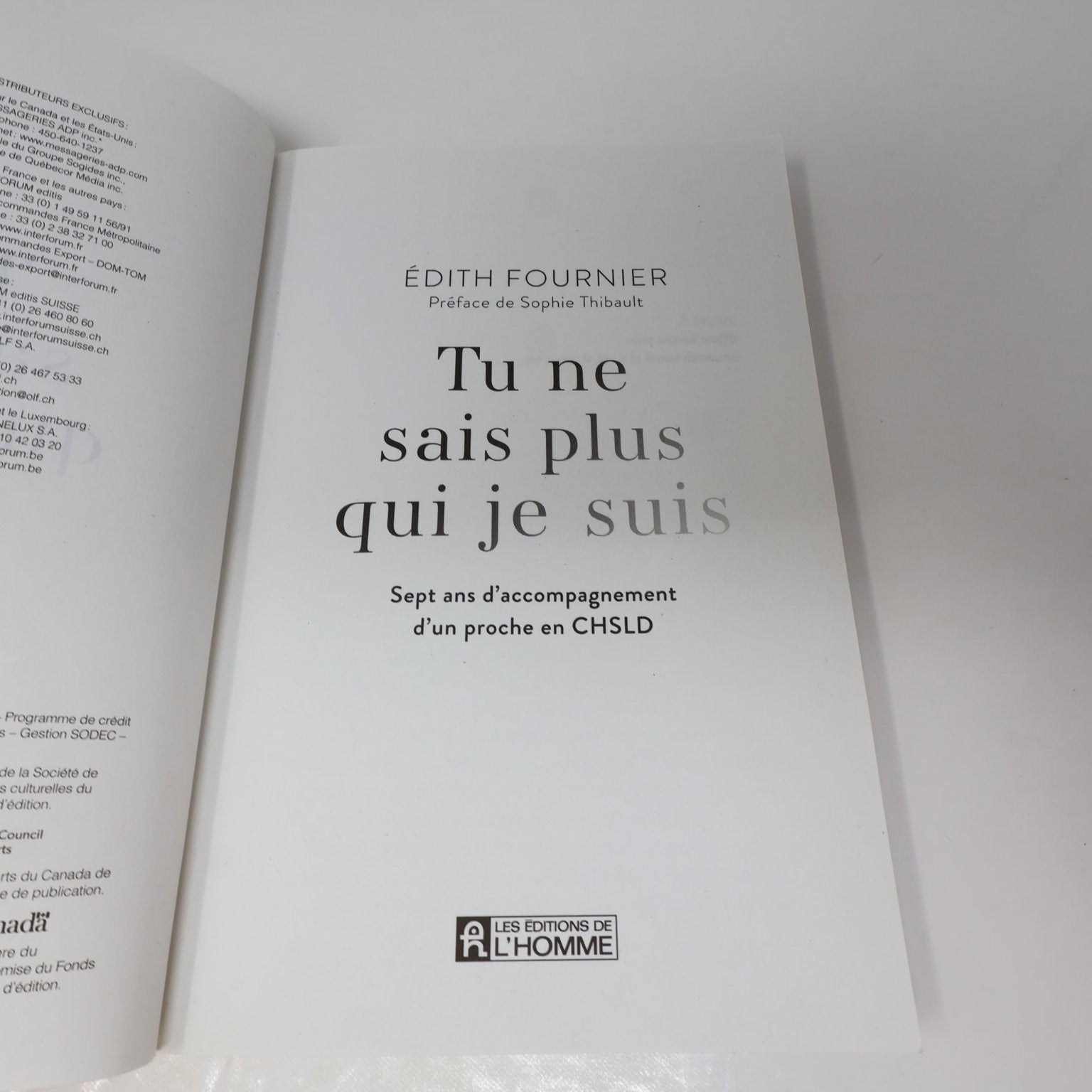 Tu ne sais plus qui je suis Édith Fournier 2021 Histoire Accompagnement en CHSLD