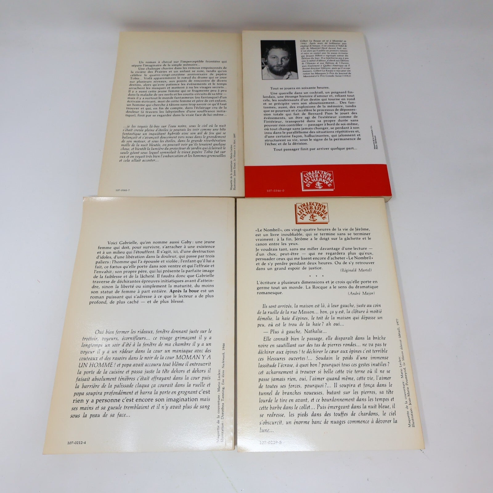 Gilbert la Rocque Lot 4 Livres Après la Boue/Nombril/Masques/Passager Roman 80s