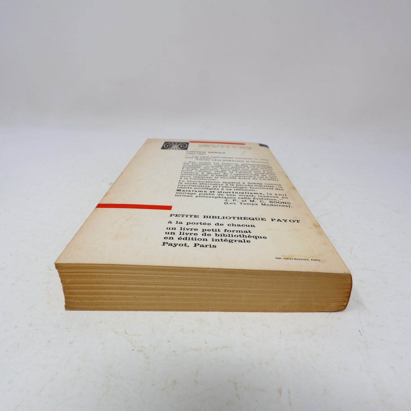 Marxisme et Structuralisme Lucien Sebag Petite Bibliothèque Payot 1967 Français