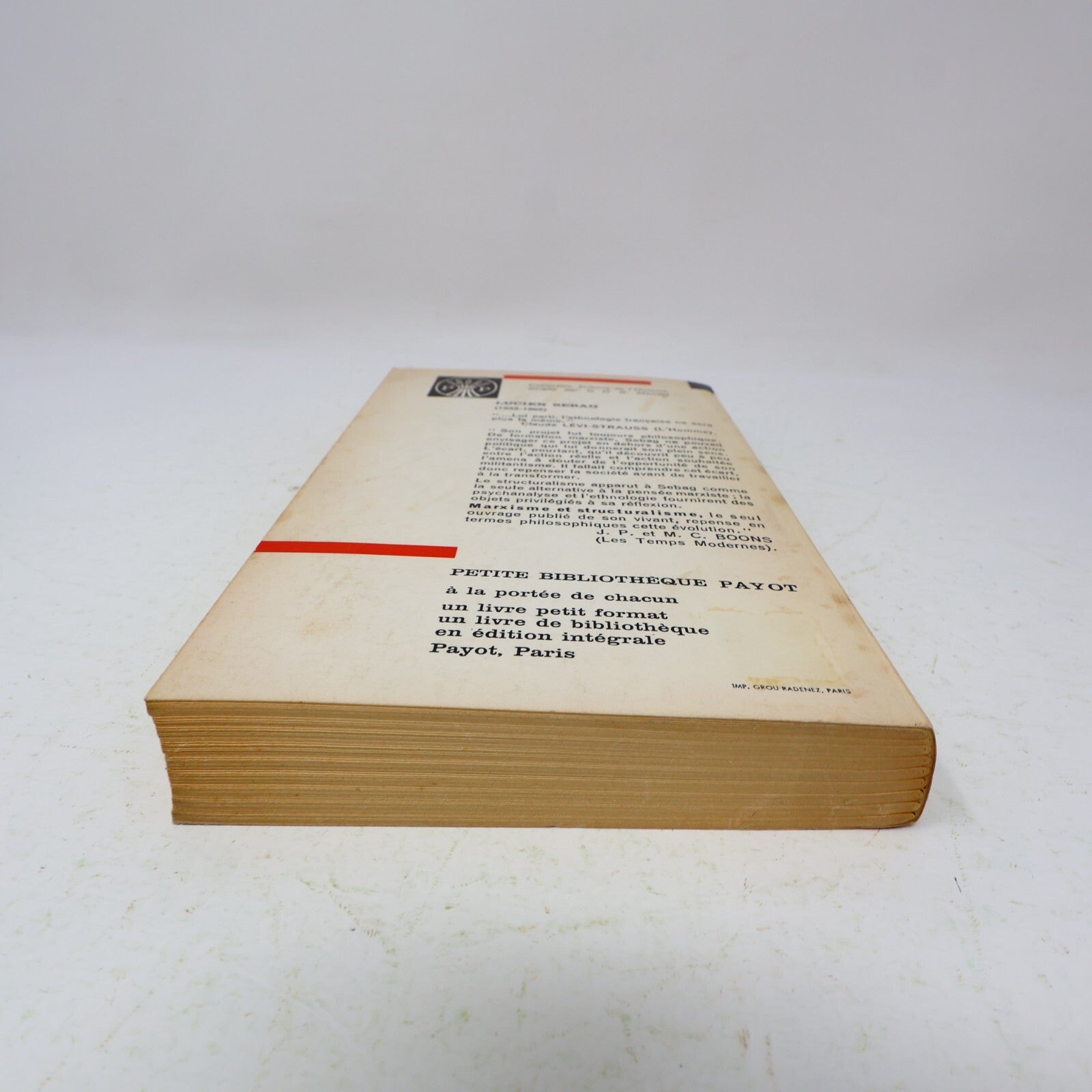 Marxisme et Structuralisme Lucien Sebag Petite Bibliothèque Payot 1967 Français