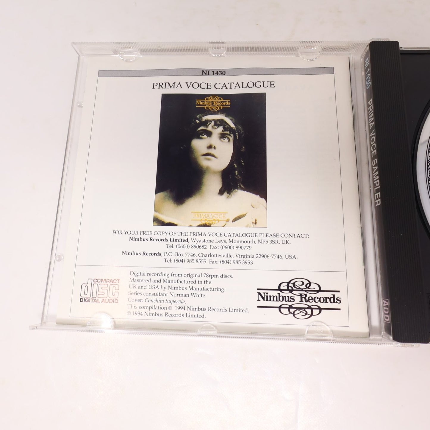 Nimbus Records Prima Voce Sampler CD 1994 Classical Vocal Compilation