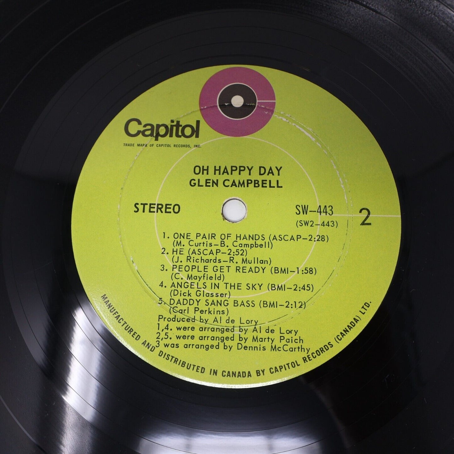 Glen Campbell Galveston + Oh Happy Day Lot of 2 LP Record Vinyl SW-443 ST-210