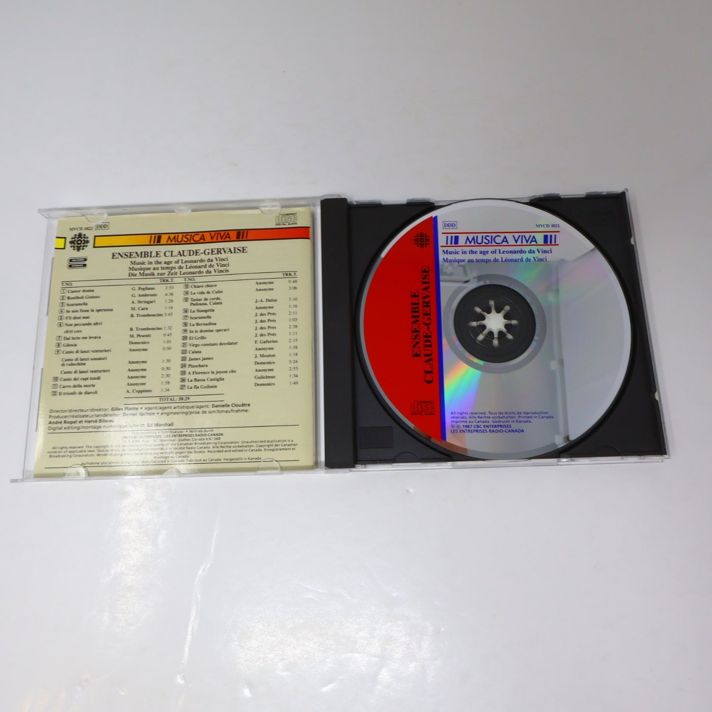 Ensemble Claude-Gervaise CD Music In The Age Of Leonardo Da Vinci Musica Viva