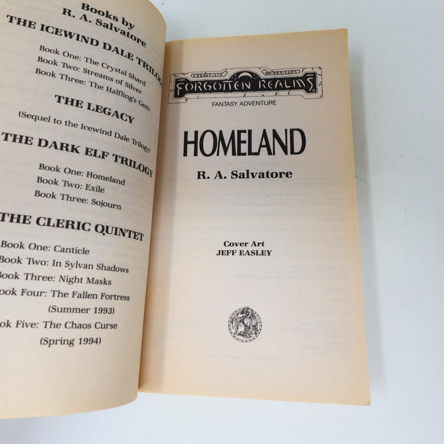 1990 Homeland Dark Elf Trilogy #1 by R. A. Salvatore Forgotten Realms Paperback
