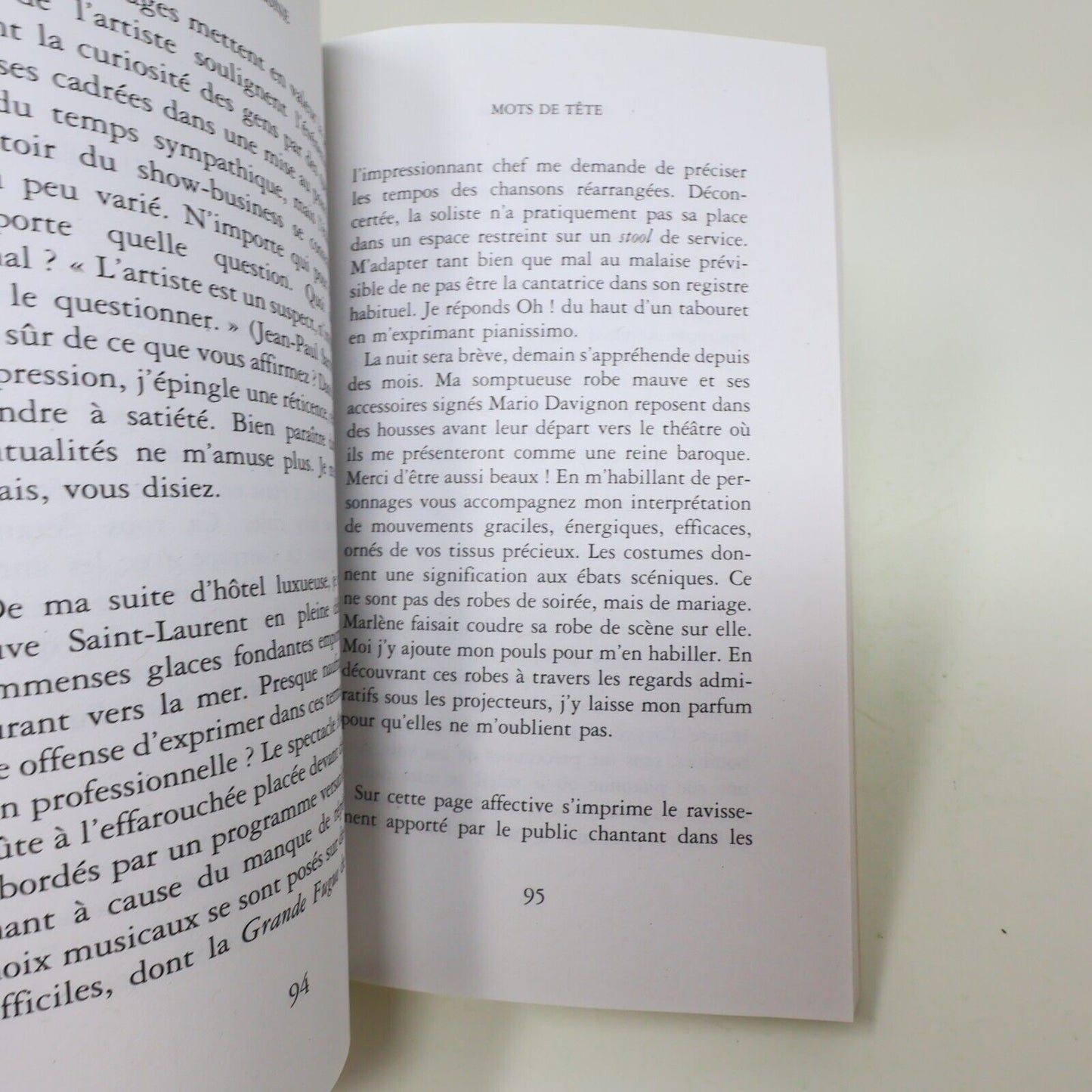 2009 Mots de Tête Diane Dufresne Biographie Musique Chanson Michel Lafon Livre