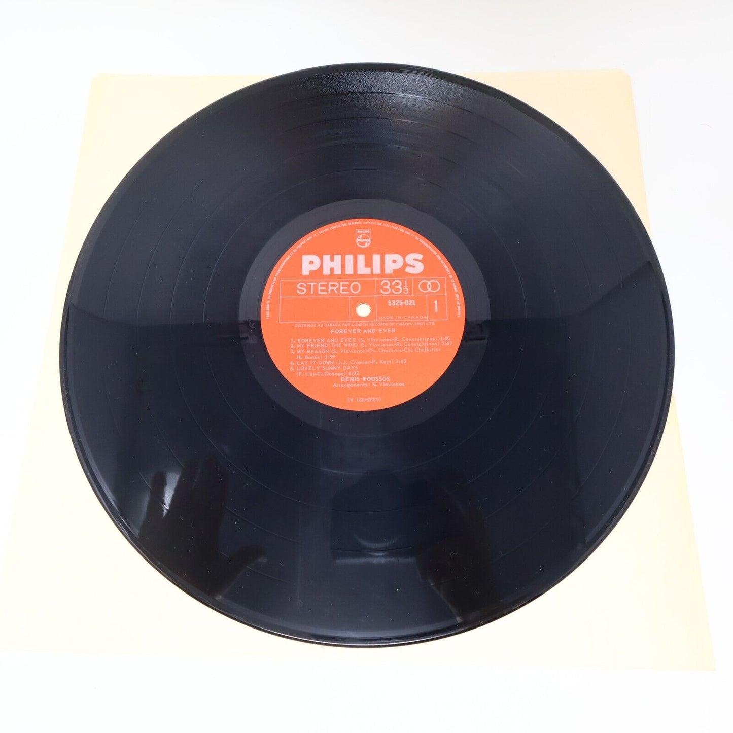 Démis Roussos Forever And Ever LP Record 6325 021 Canada My Friend The Wind 70s