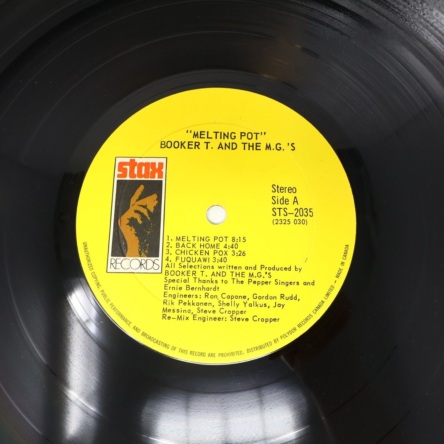 Booker T. & the M.G.'s Melting Pot Stax STS-2035 LP Vinyl Record Fuquawi Hi Ride