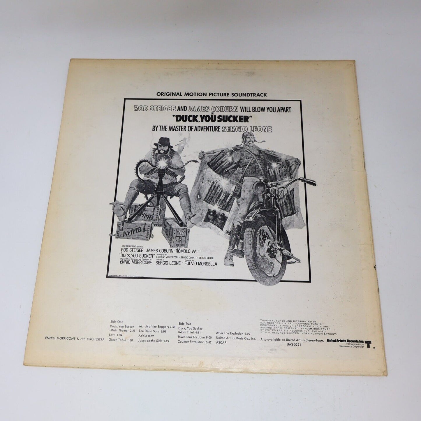 Ennio Morricone Duck You Sucker Movie Soundtrack LP Record UAS-5221 Sergio Leone